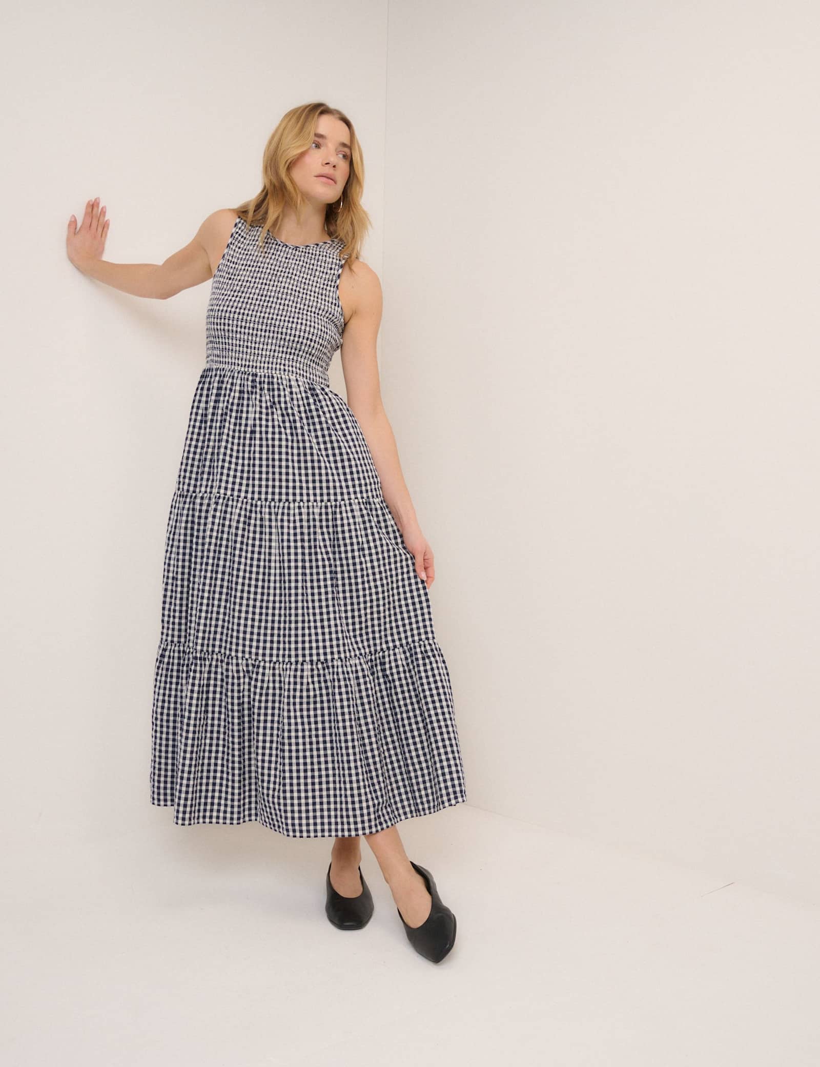 Pure Cotton Shirred Midaxi Tiered Dress - image 5