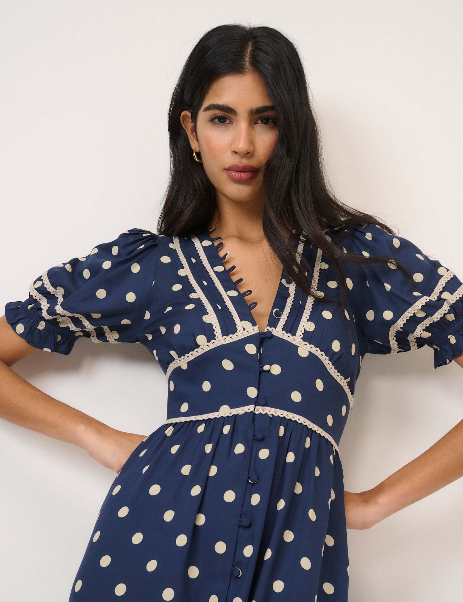 Patterned V-Neck Midi Waisted Dress - image 3
