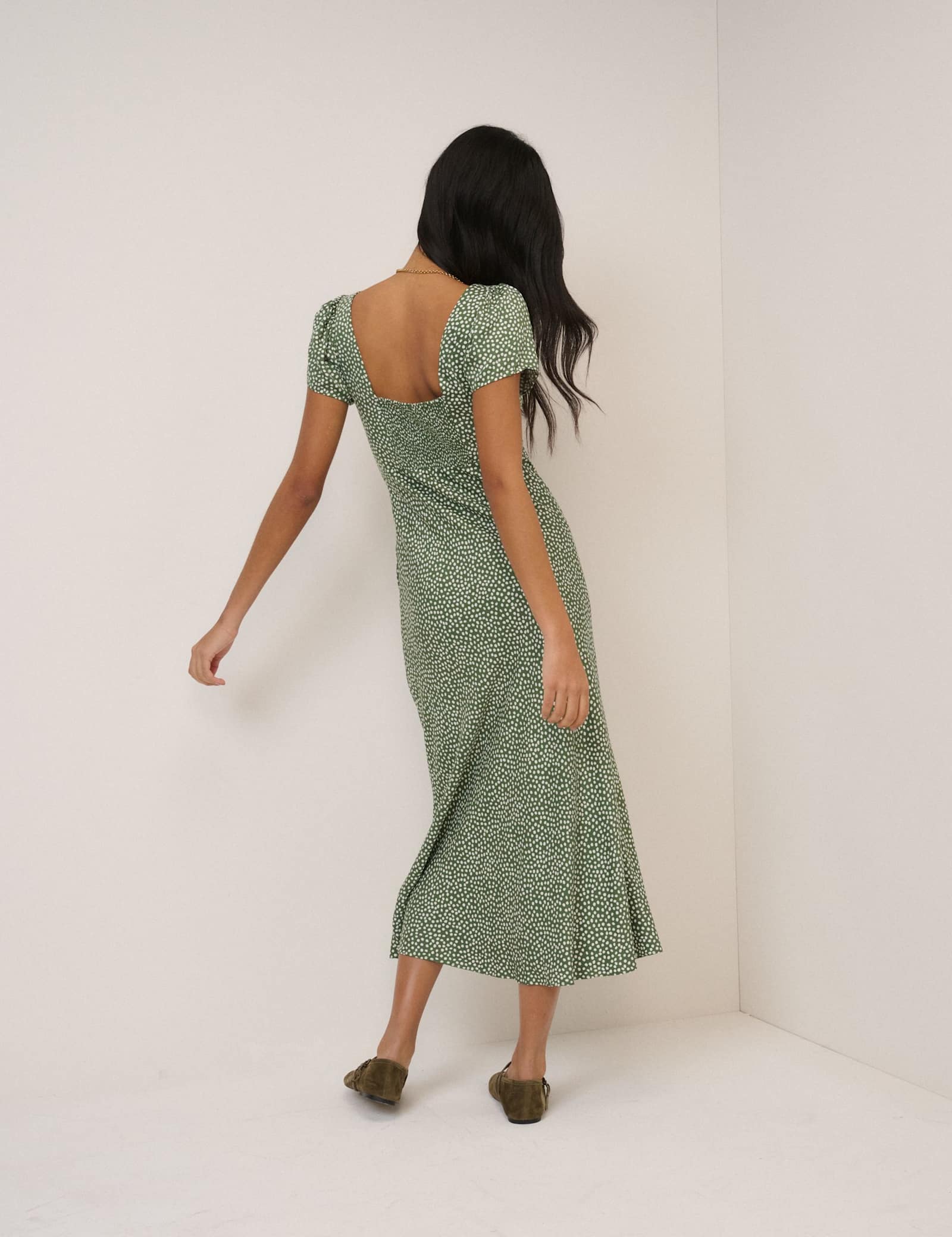 Polka Dot Sweetheart Neckline Midi Dress - image 2