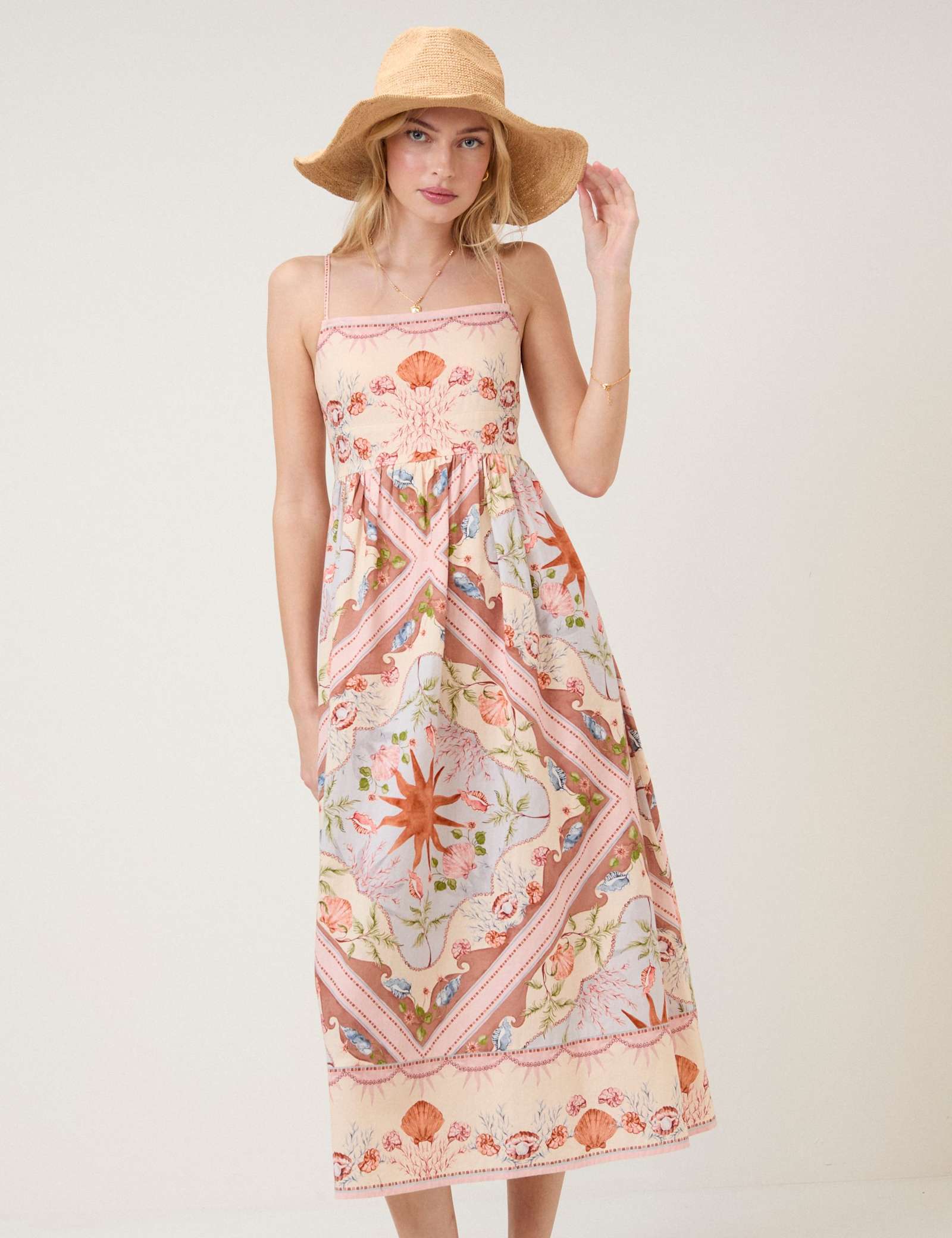 Pure Cotton Printed Square Neck Maxi Dress - image 3