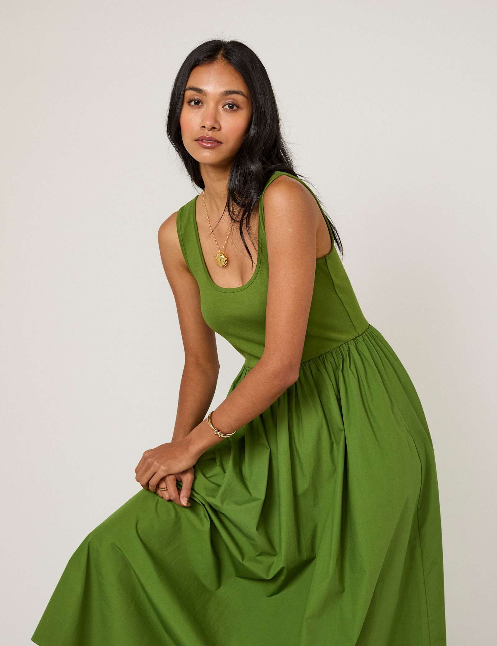 Scoop Neck Midi Waisted Dress - image 5