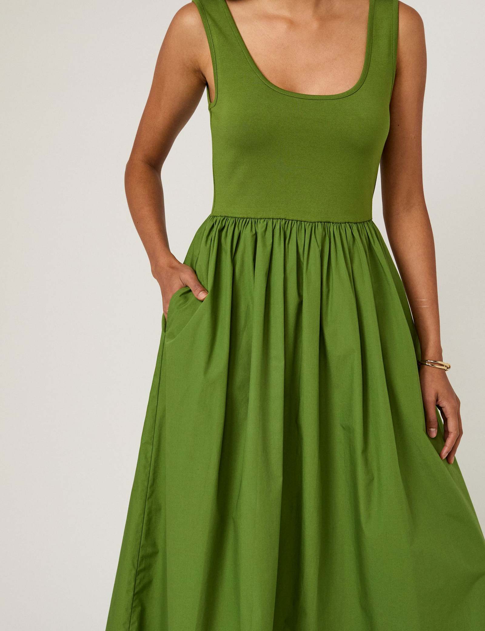 Scoop Neck Midi Waisted Dress - image 4
