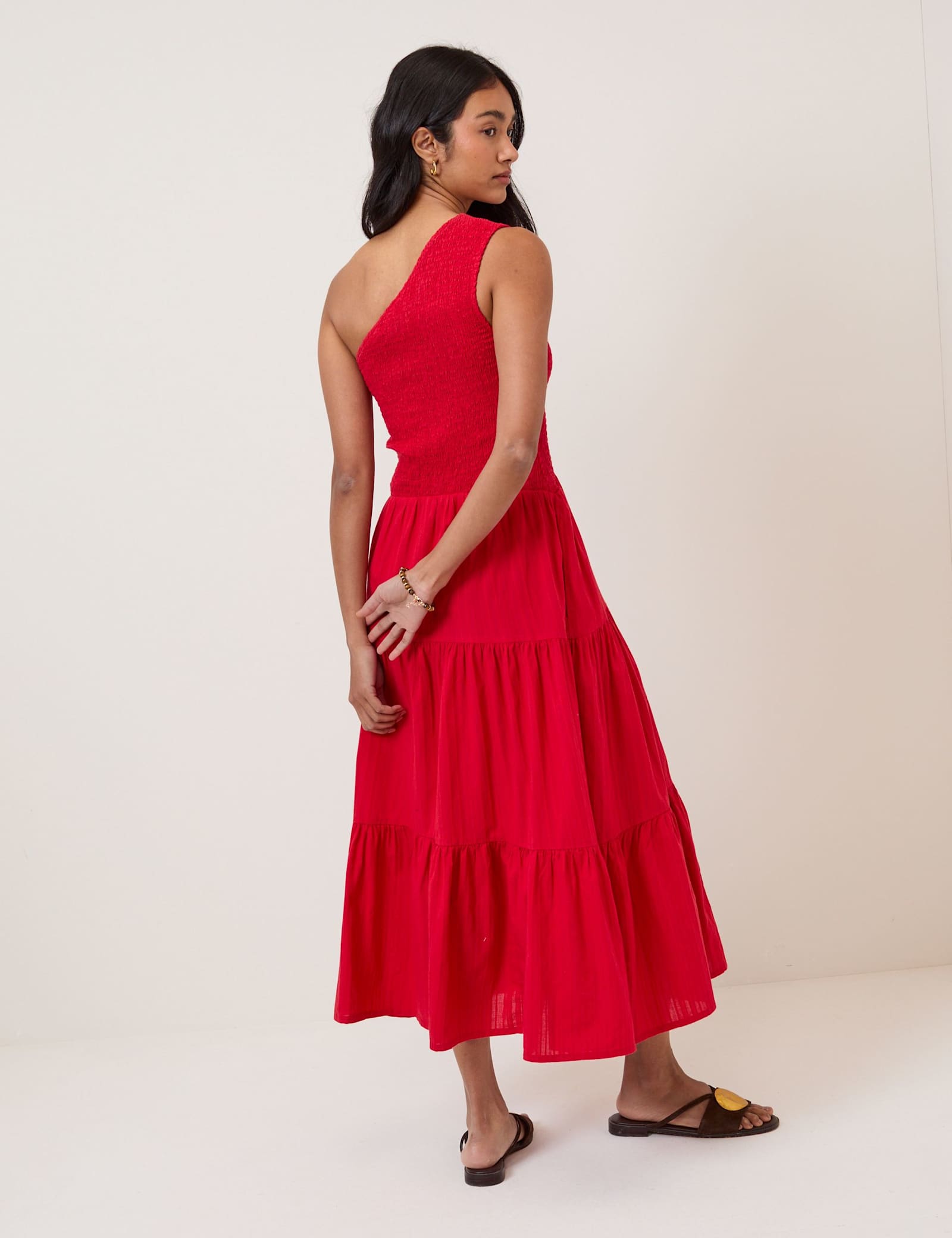 Pure Cotton One Shoulder Midi Tiered Dress - image 2