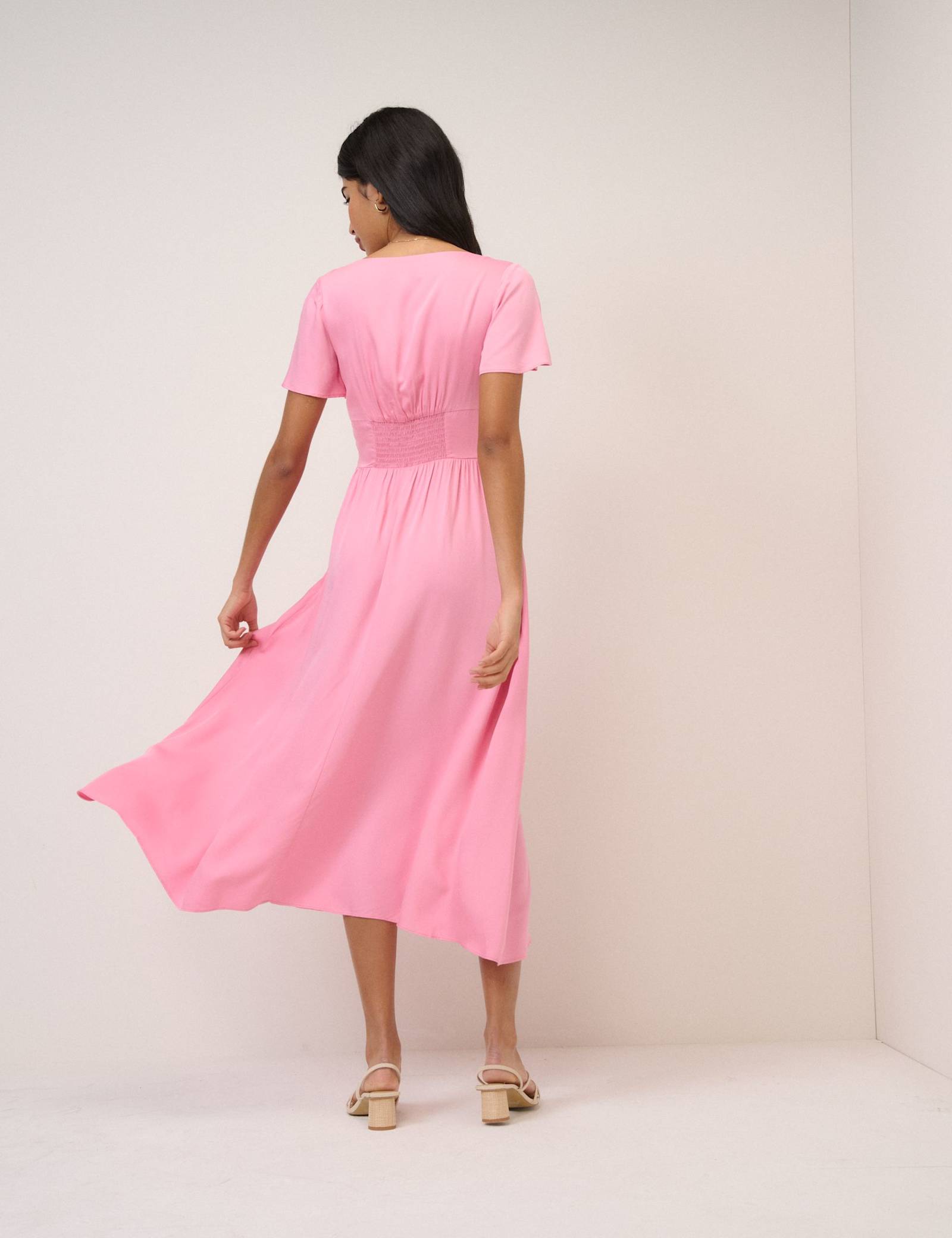 Square Neck Tie Front Midi Skater Dress - image 5