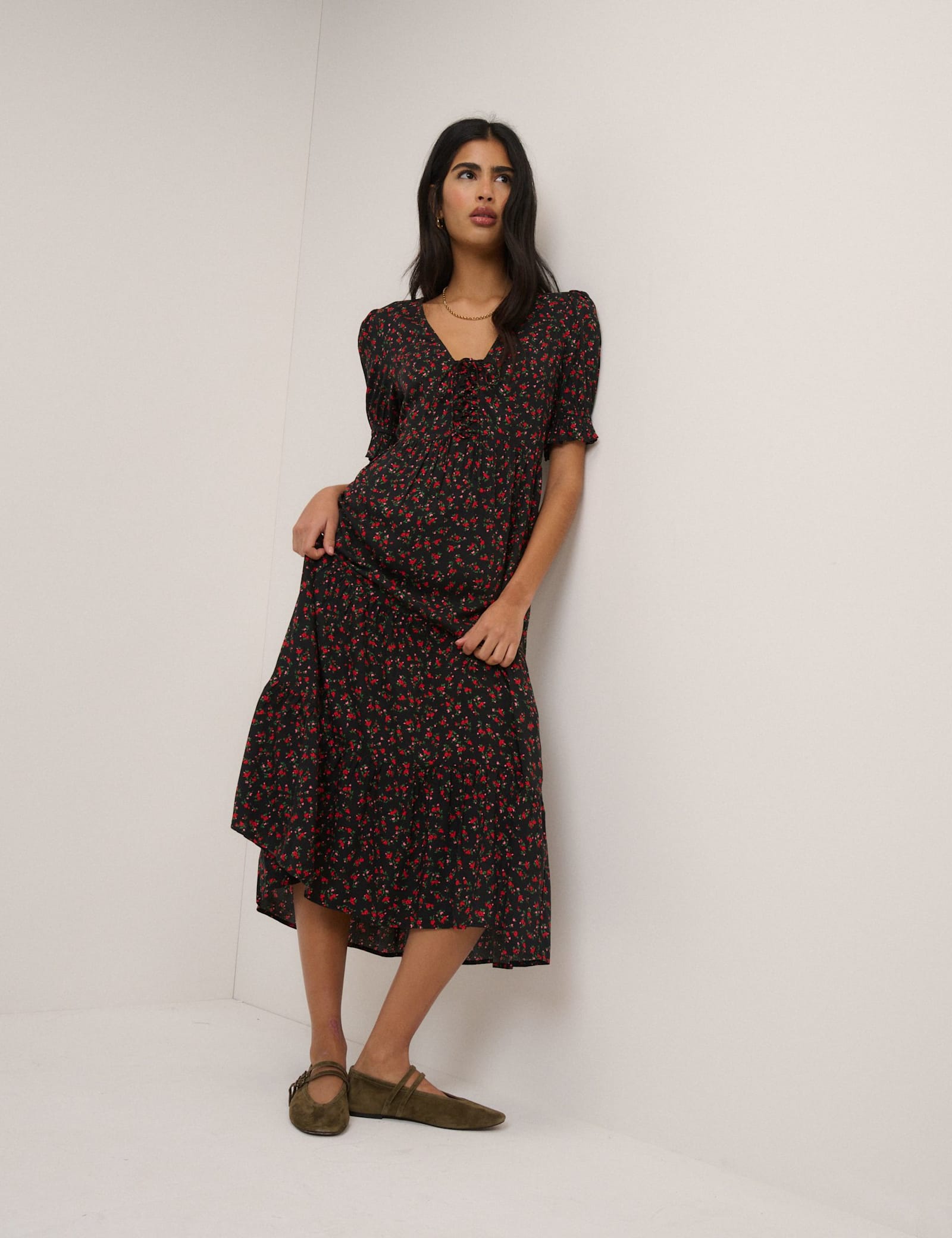 Floral Midi Tiered Dress - image 1