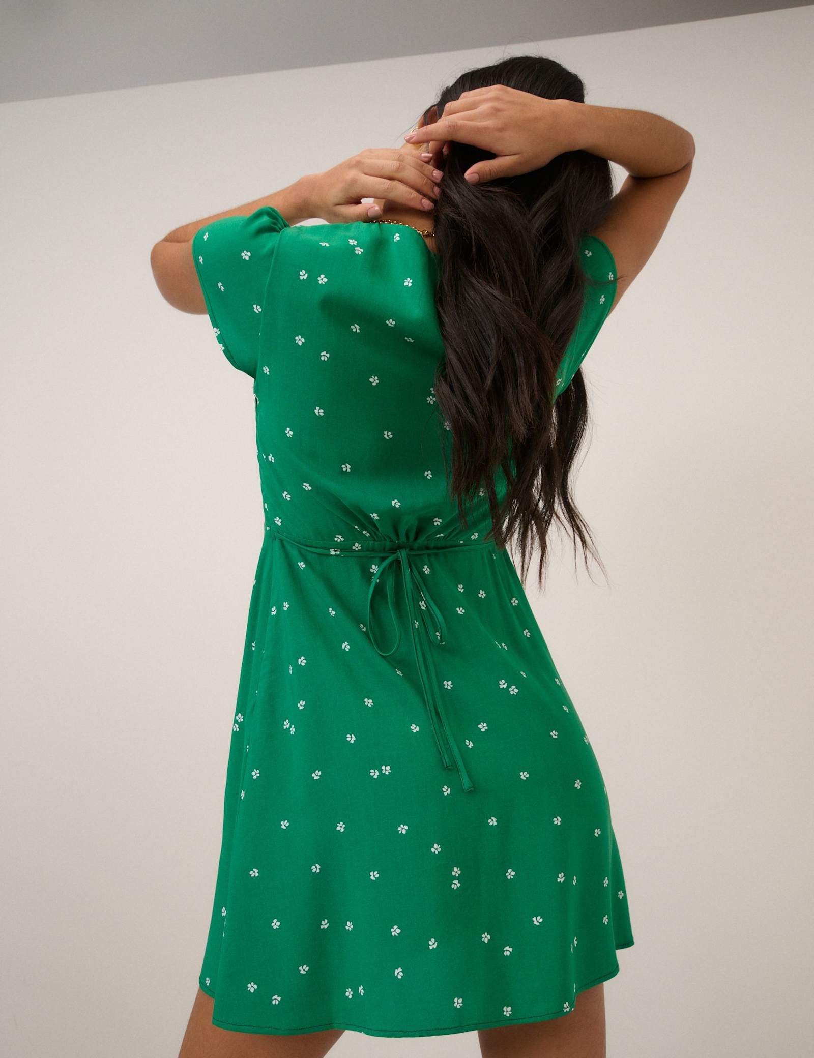 Ditsy Floral Square Neck Mini Tea Dress - image 2