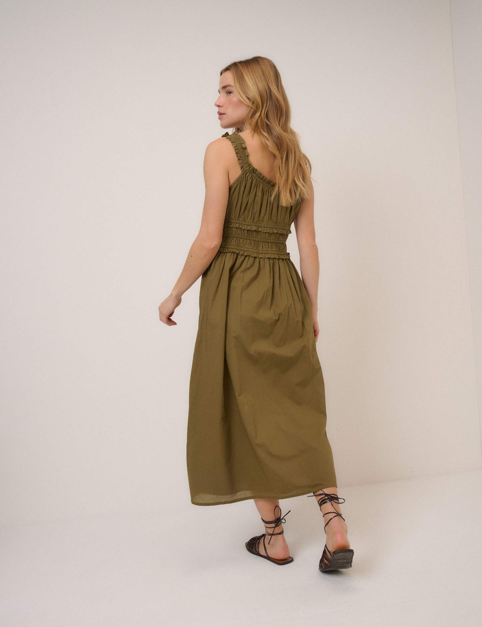 Pure Cotton Midi Waisted Dress - image 2