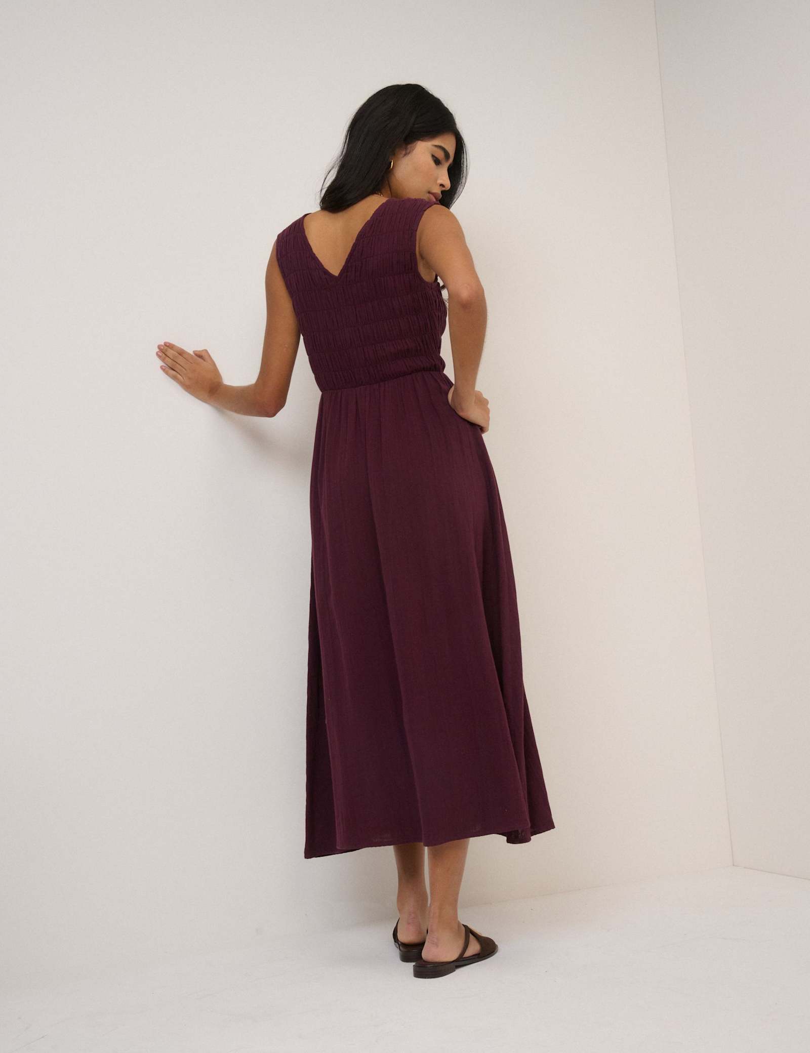 Pure Cotton Midaxi Shirred Waisted Dress - image 2