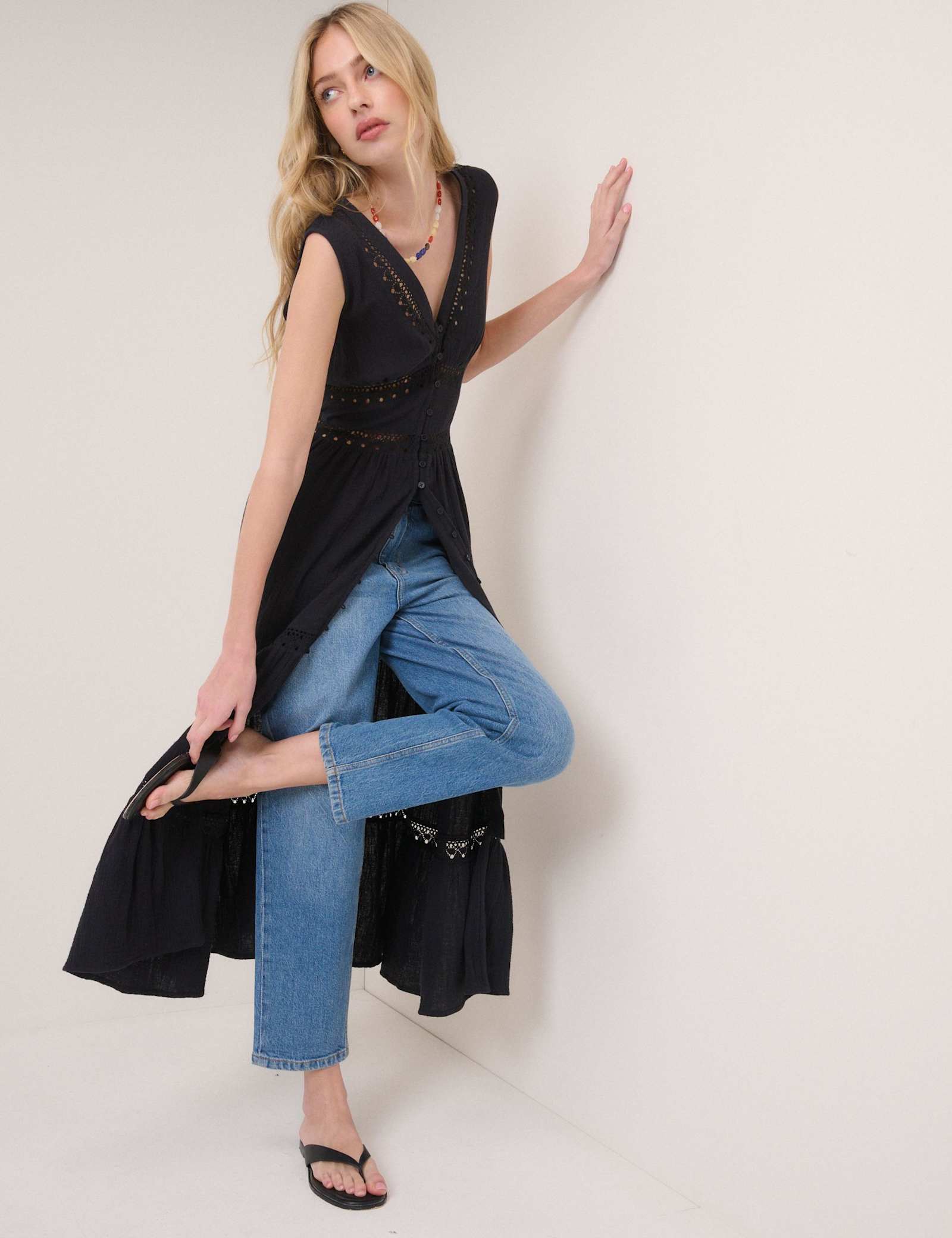 Pure Cotton Textured Midi Tiered Dress - image 5