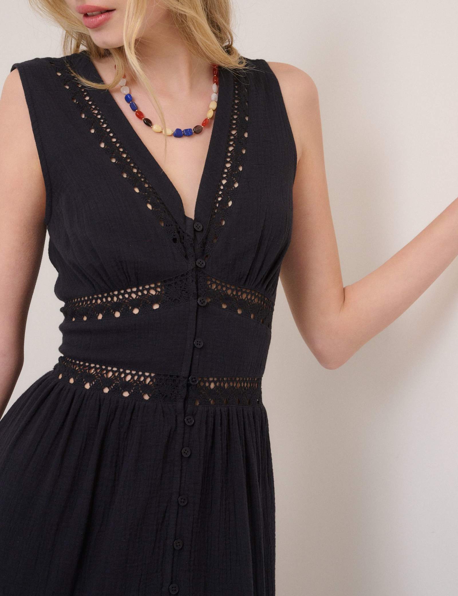 Pure Cotton Textured Midi Tiered Dress - image 3