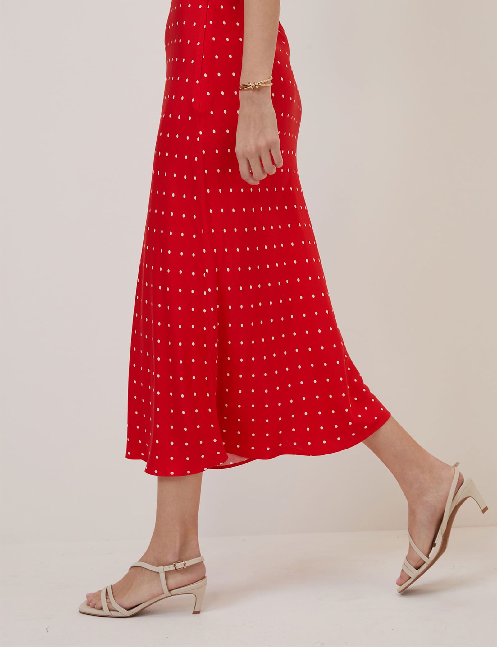 Polka Dot V-Neck Midi Tea Dress - image 2