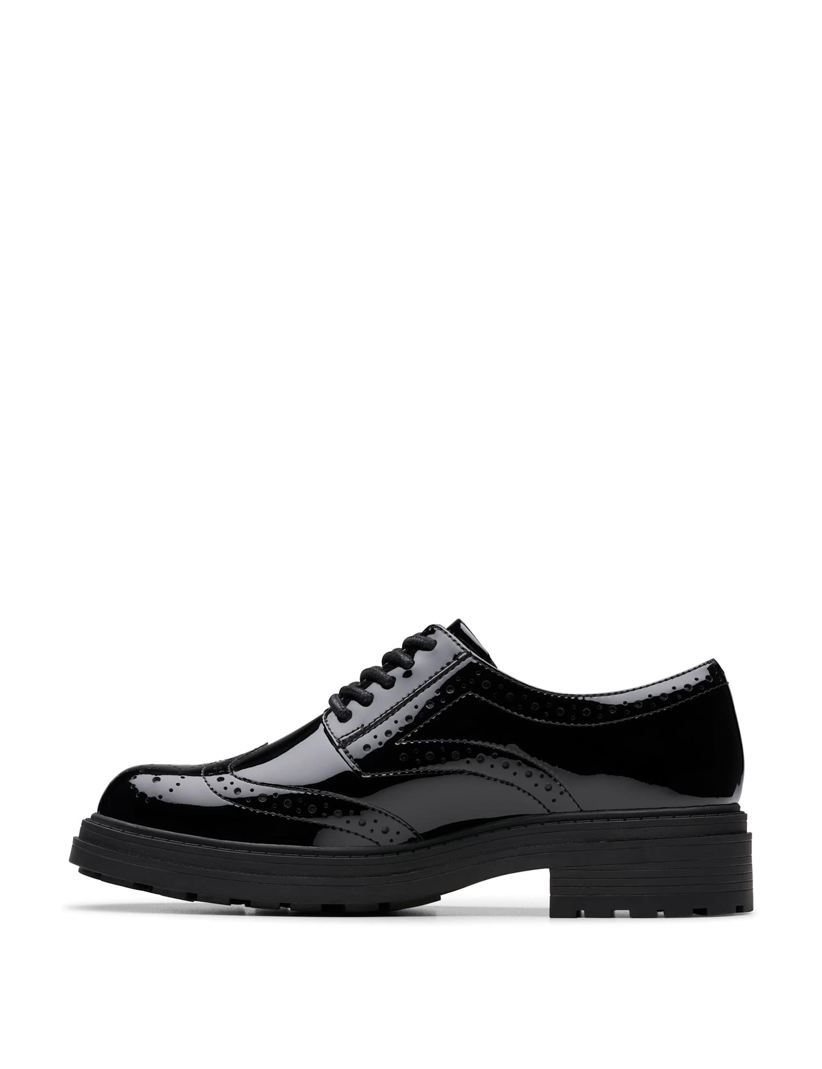 Wide Fit Leather Patent Block Heel Brogues - image 5