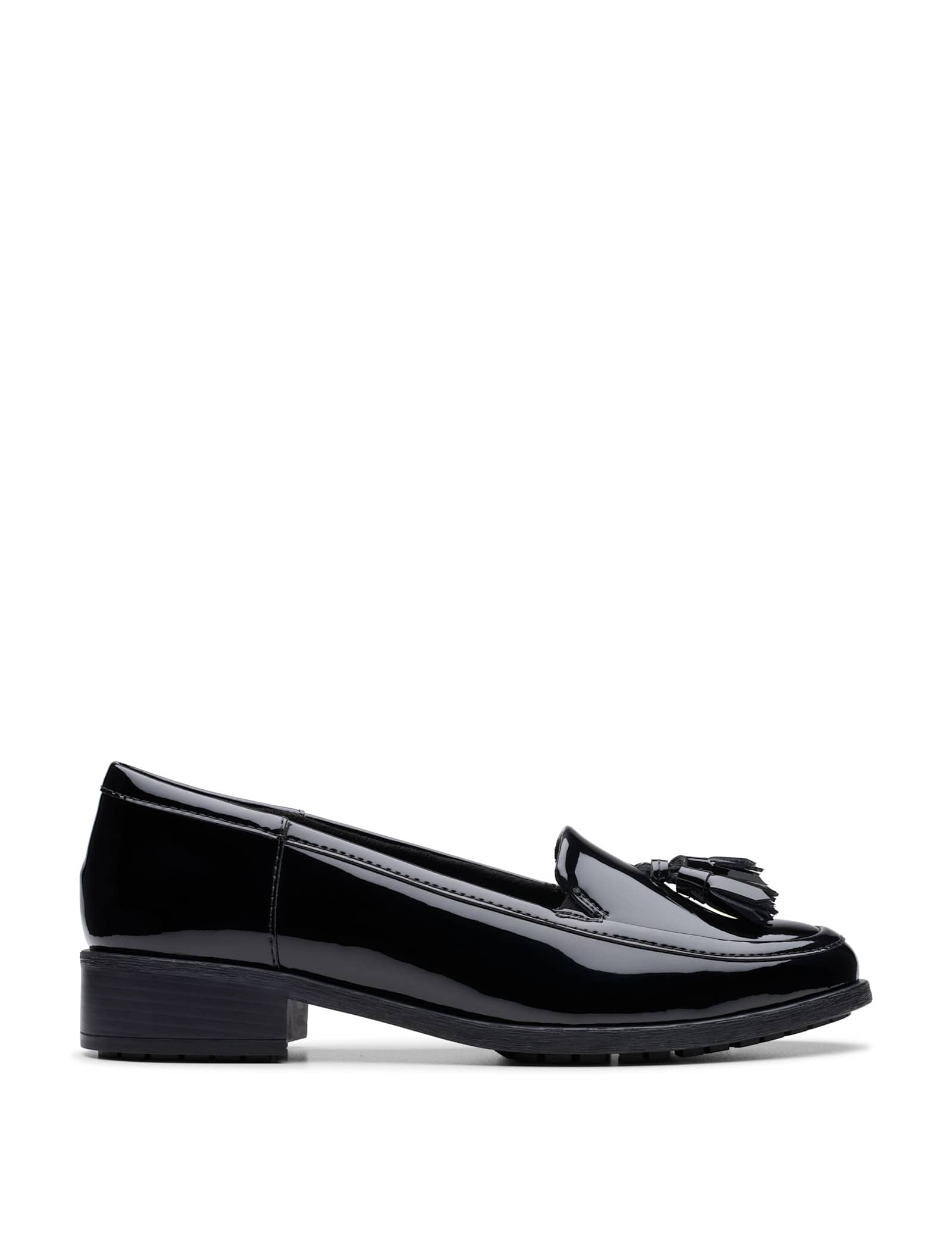 Wide Fit Leather Patent Block Heel Loafers - image 1