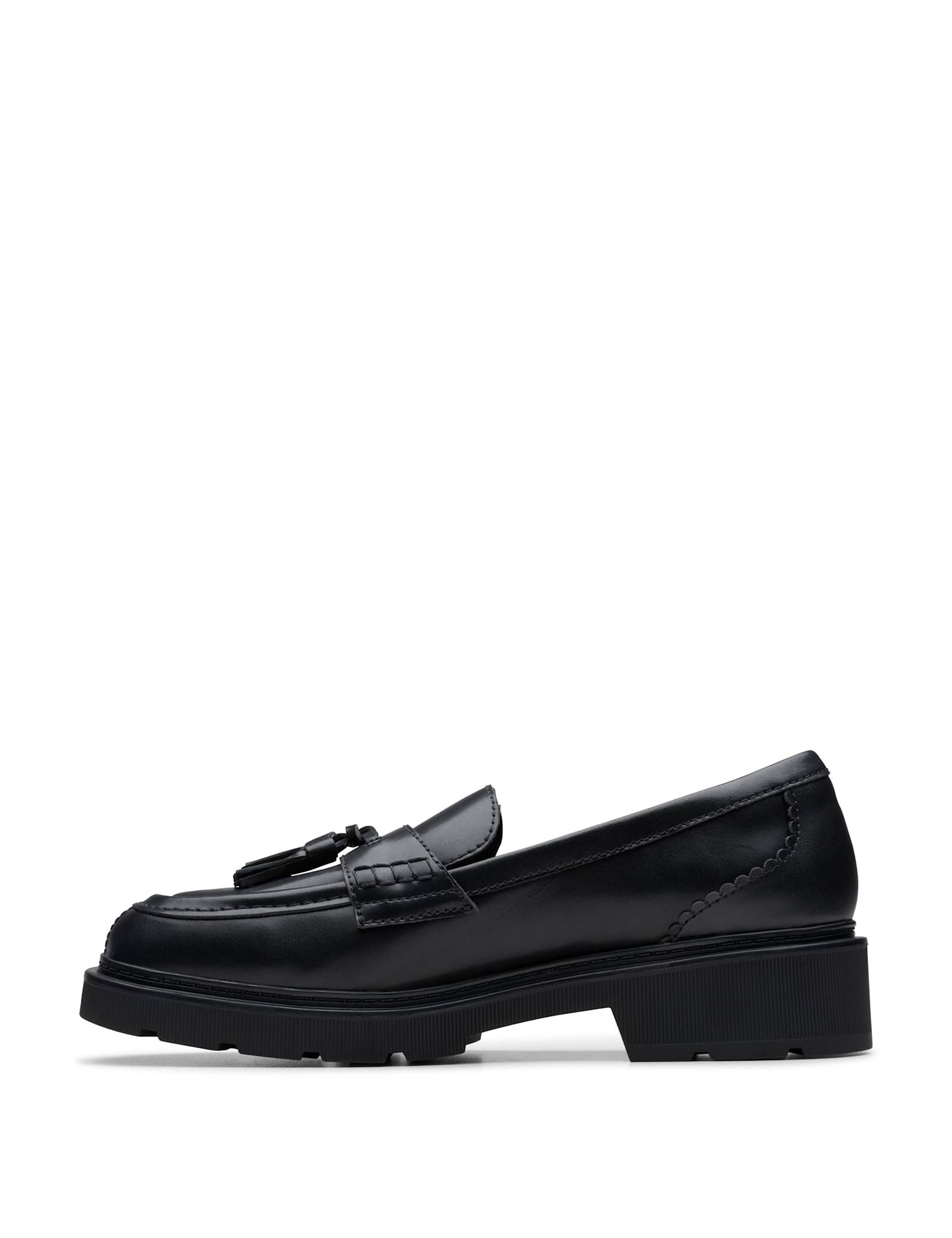 Leather Tassel Block Heel Loafers - image 5