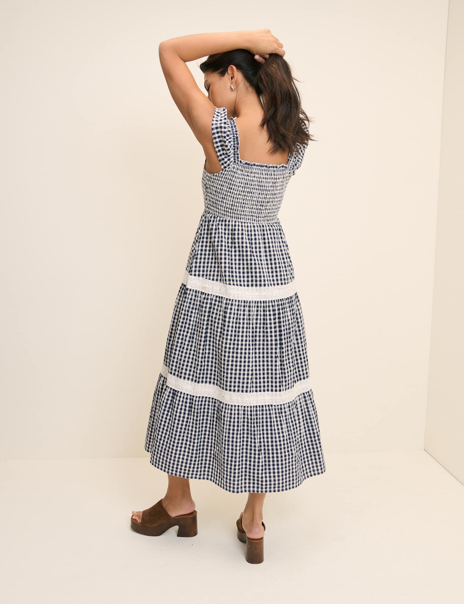 Pure Cotton Checked Square Neck Smock Dress - image 5