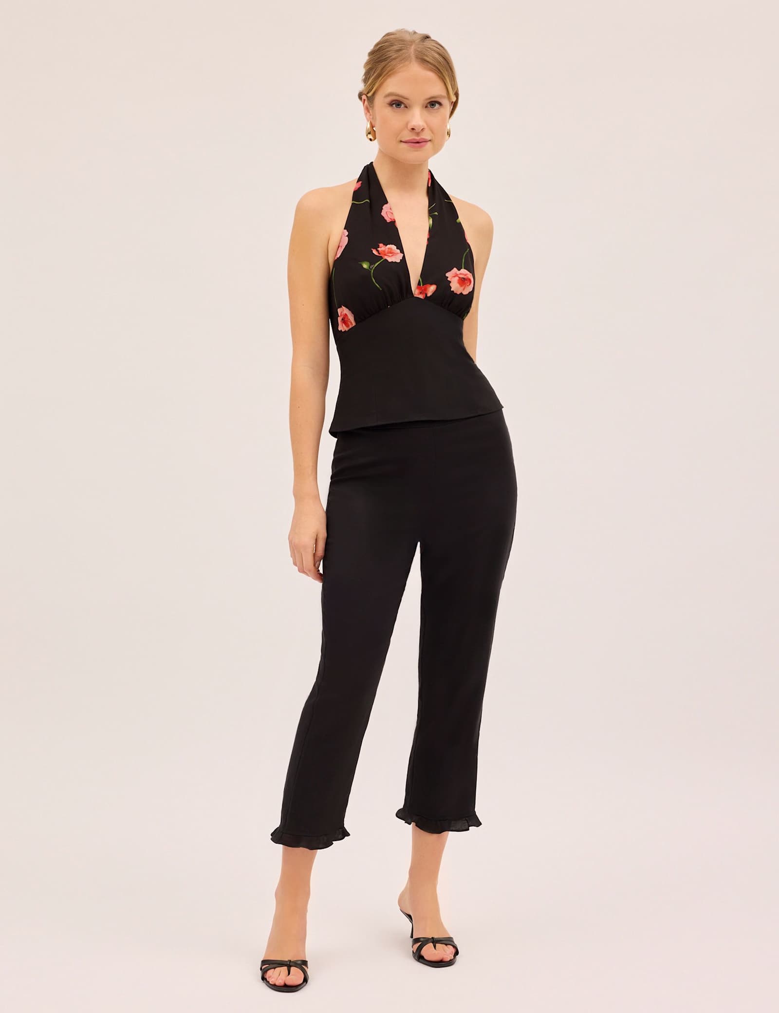 Lyocell Rich Capri Trousers with Linen - image 2