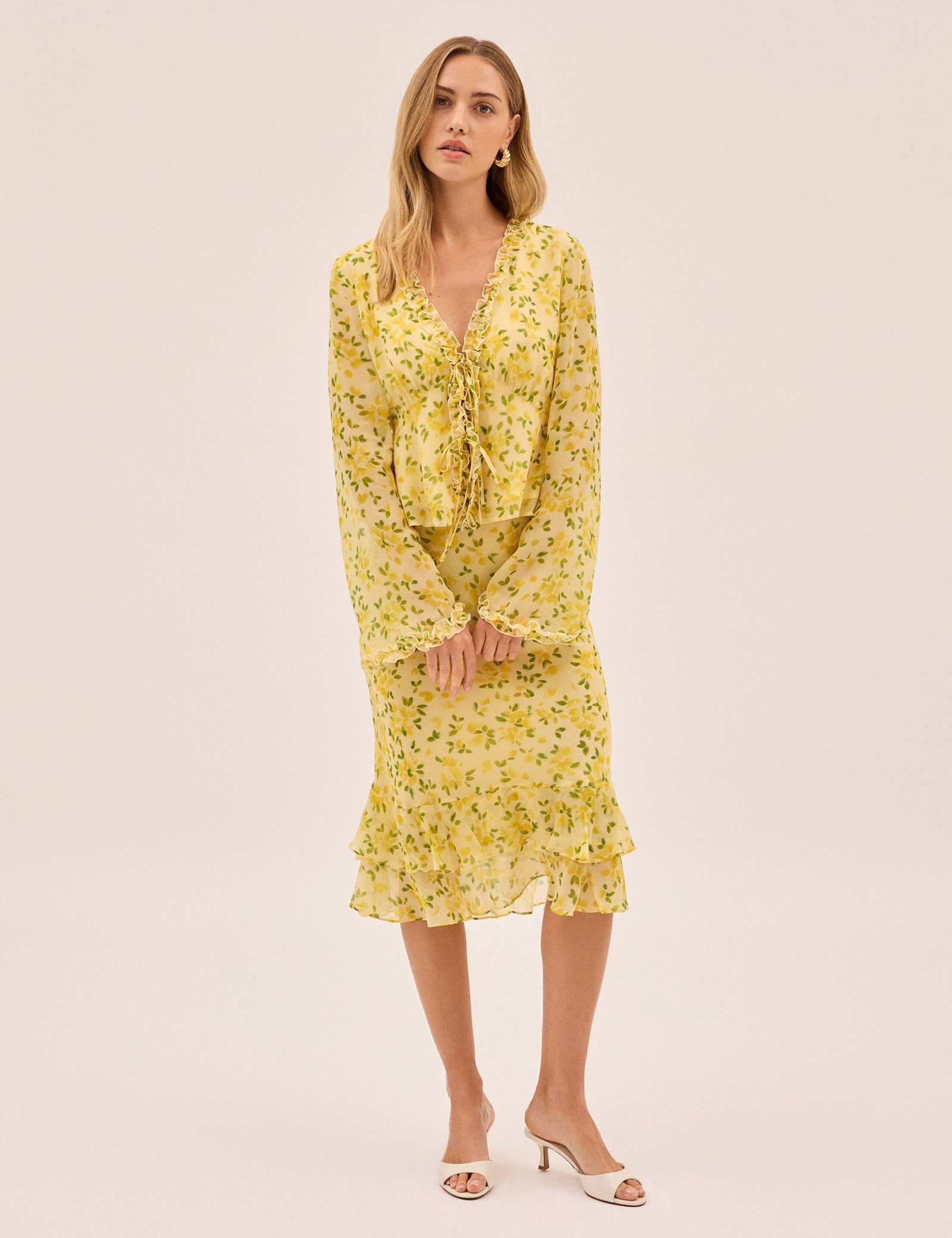 Petal Print Knee Length Slip Skirt - image 5