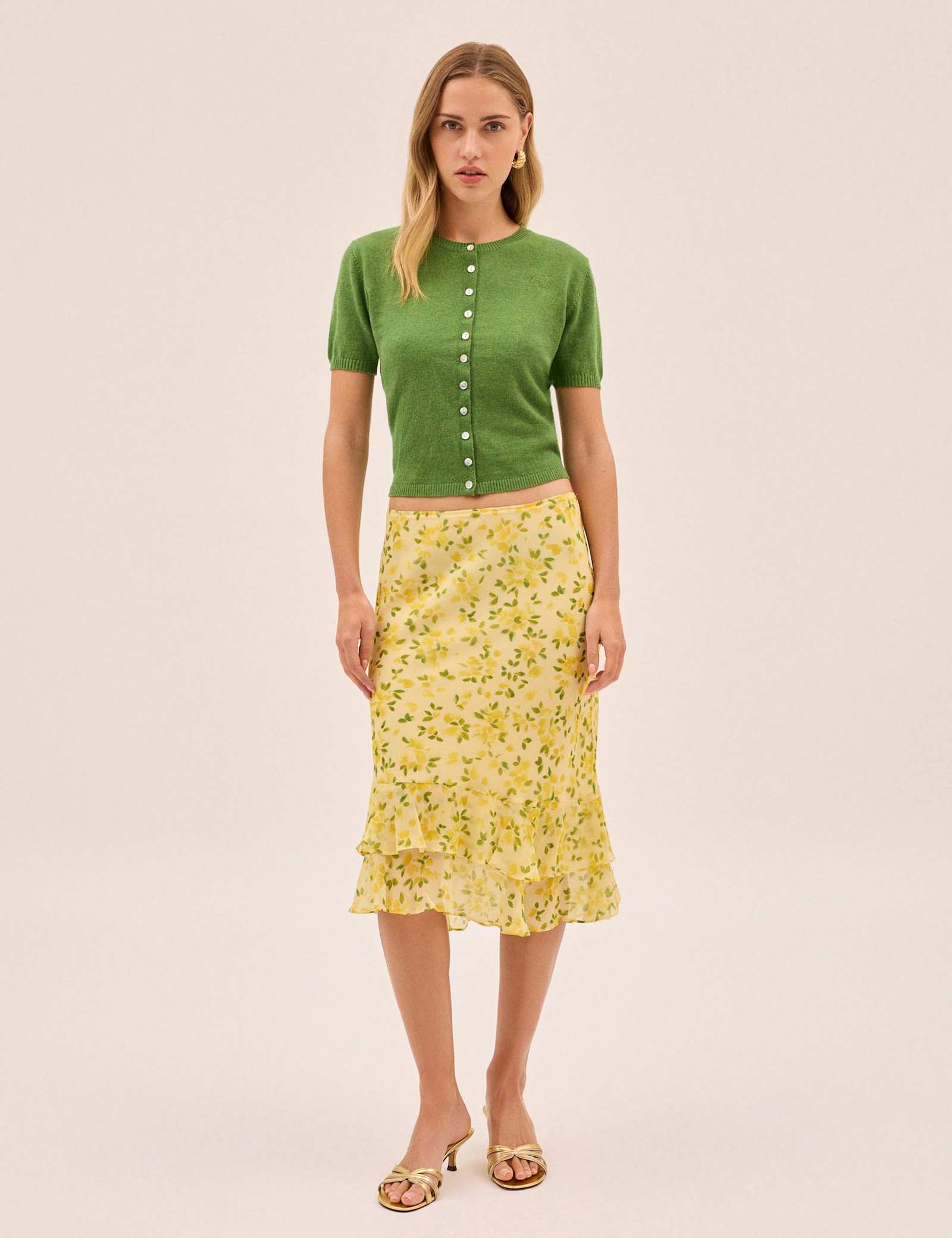 Petal Print Knee Length Slip Skirt - image 2