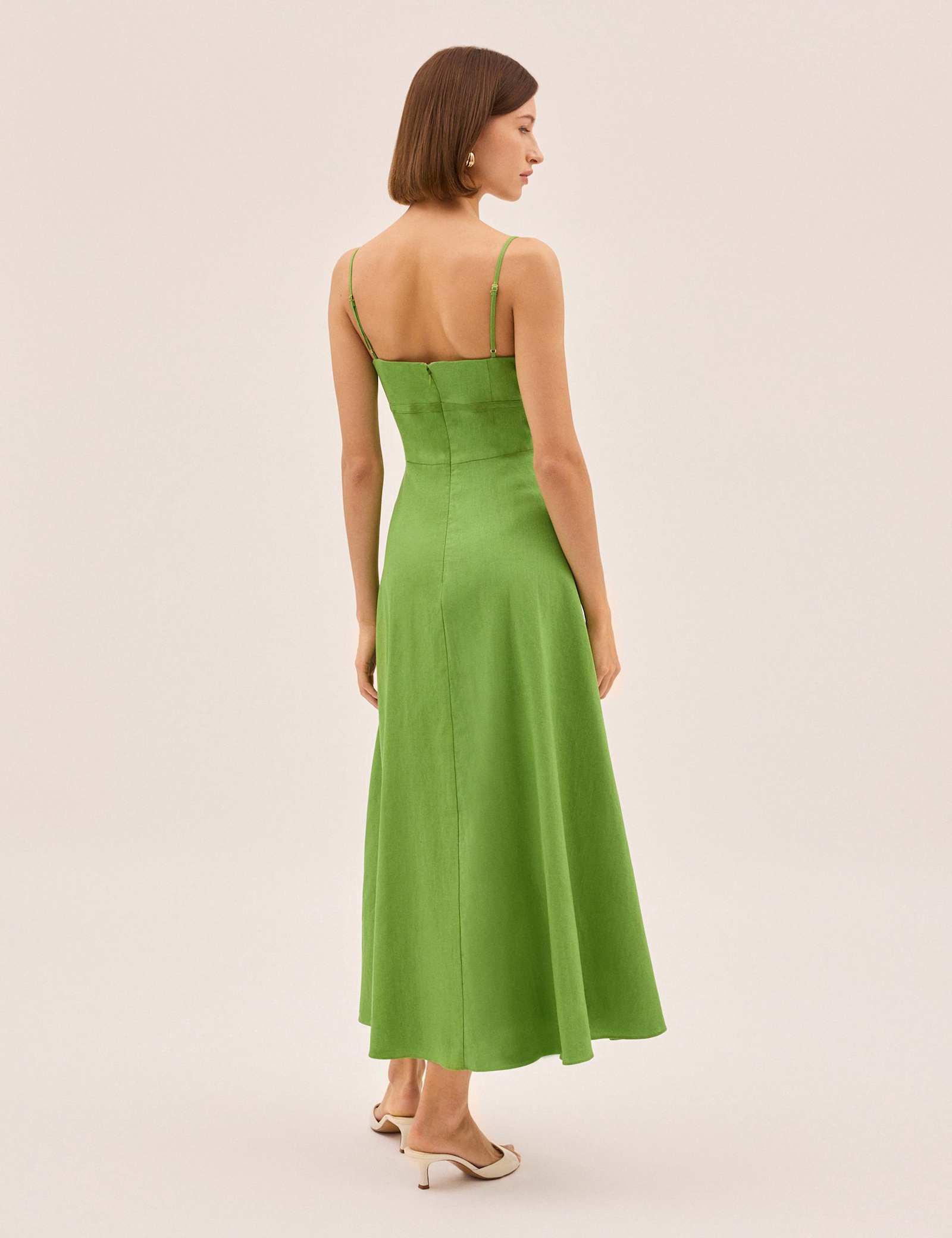 Cotton Linen Blend Square Neck Midi Dress - image 3