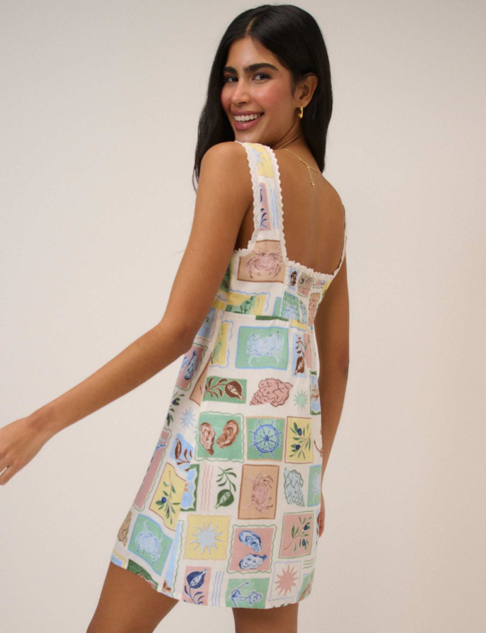 Printed Square Neck Mini Shift Dress - image 5