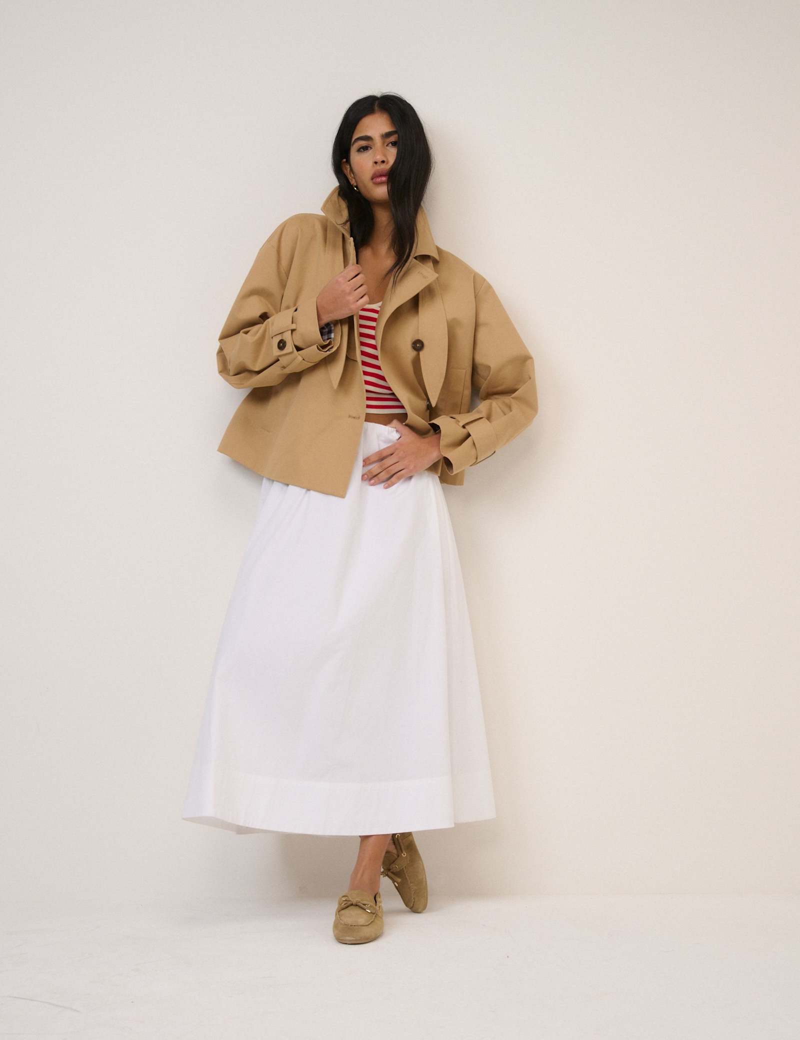 Pure Cotton Cropped Trench Coat - image 1