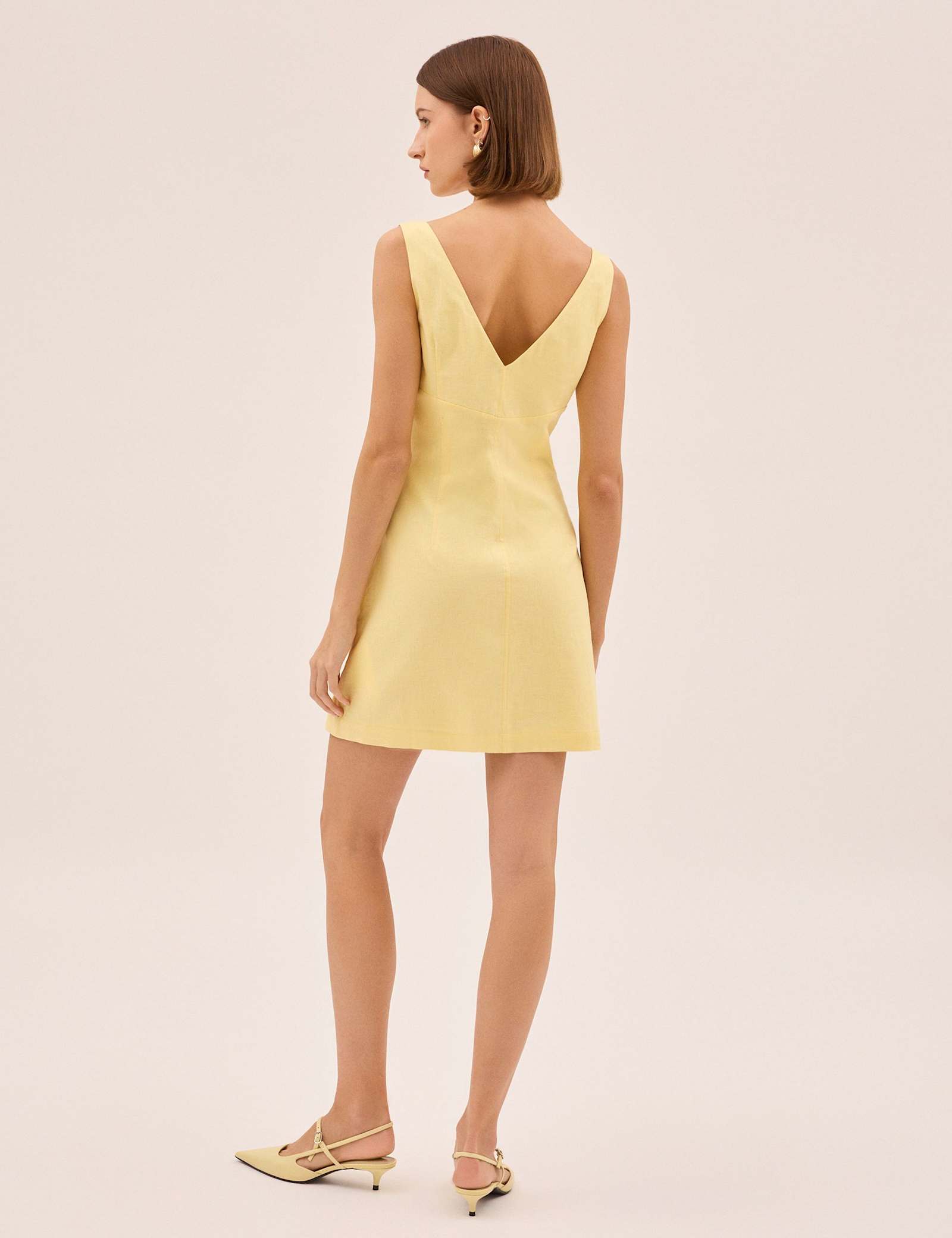 Linen Blend Round Neck Mini Shift Dress - image 2