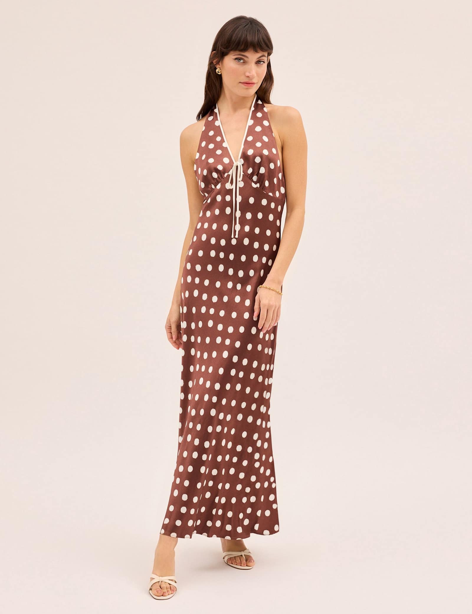 Polka Dot Halter Neck Maxi Slip Dress - image 5