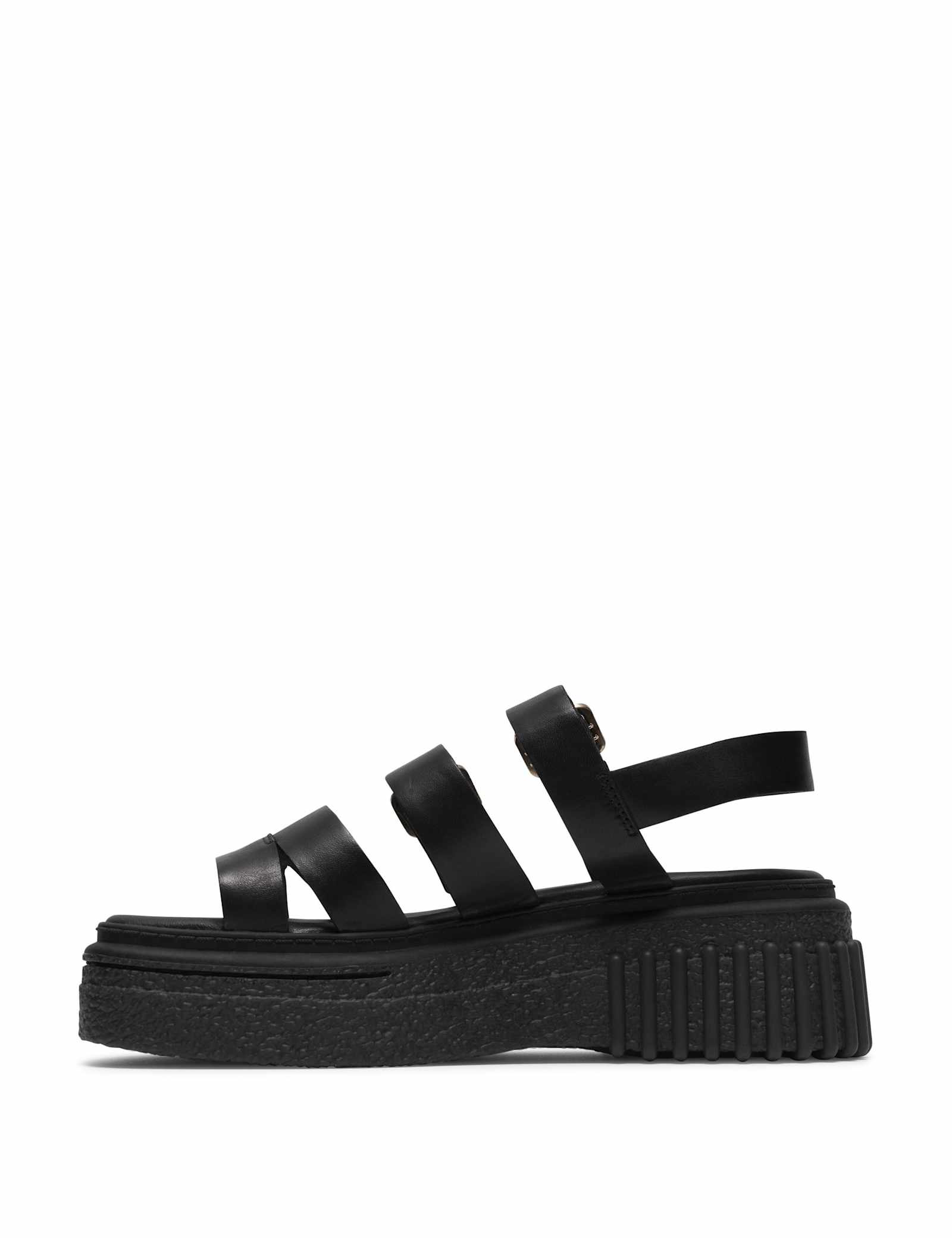 Leather Buckle Platform Slingback Sandals - image 4