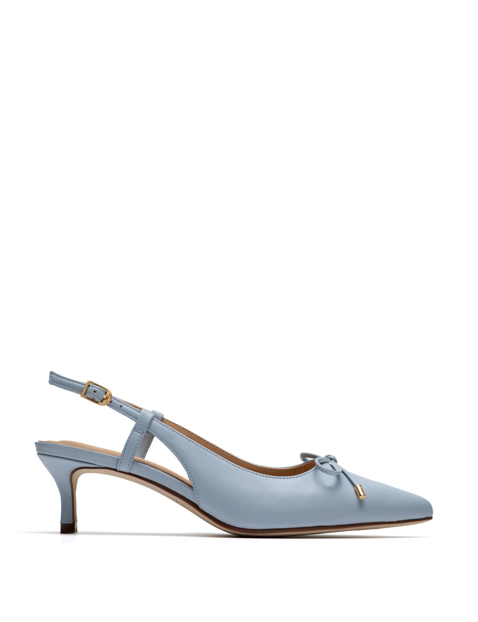 Leather Bow Kitten Heel Slingback Shoes - image 1