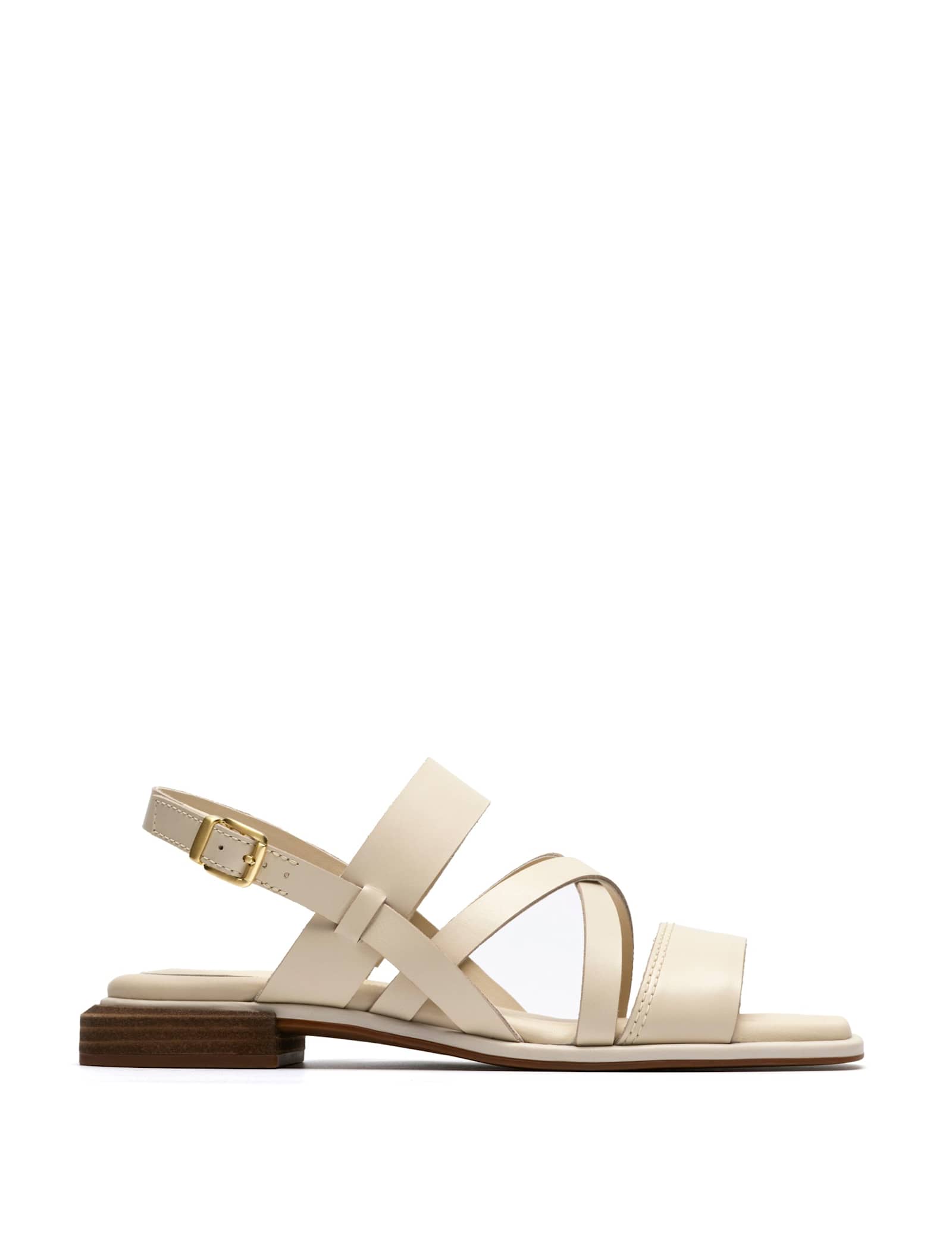 Leather Block Heel Square Toe Sandals - image 1