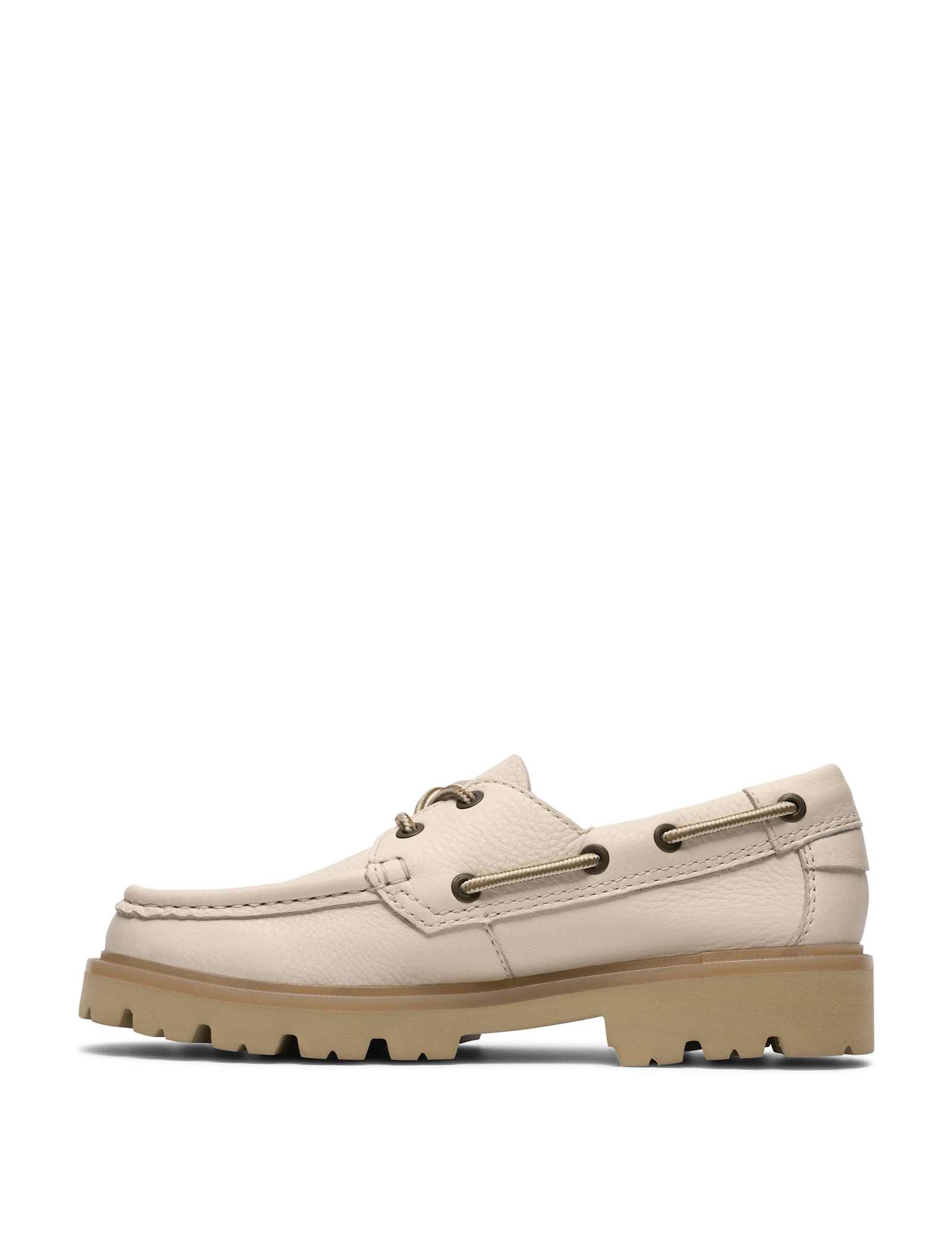 Leather Block Heel Boat Shoes - image 5