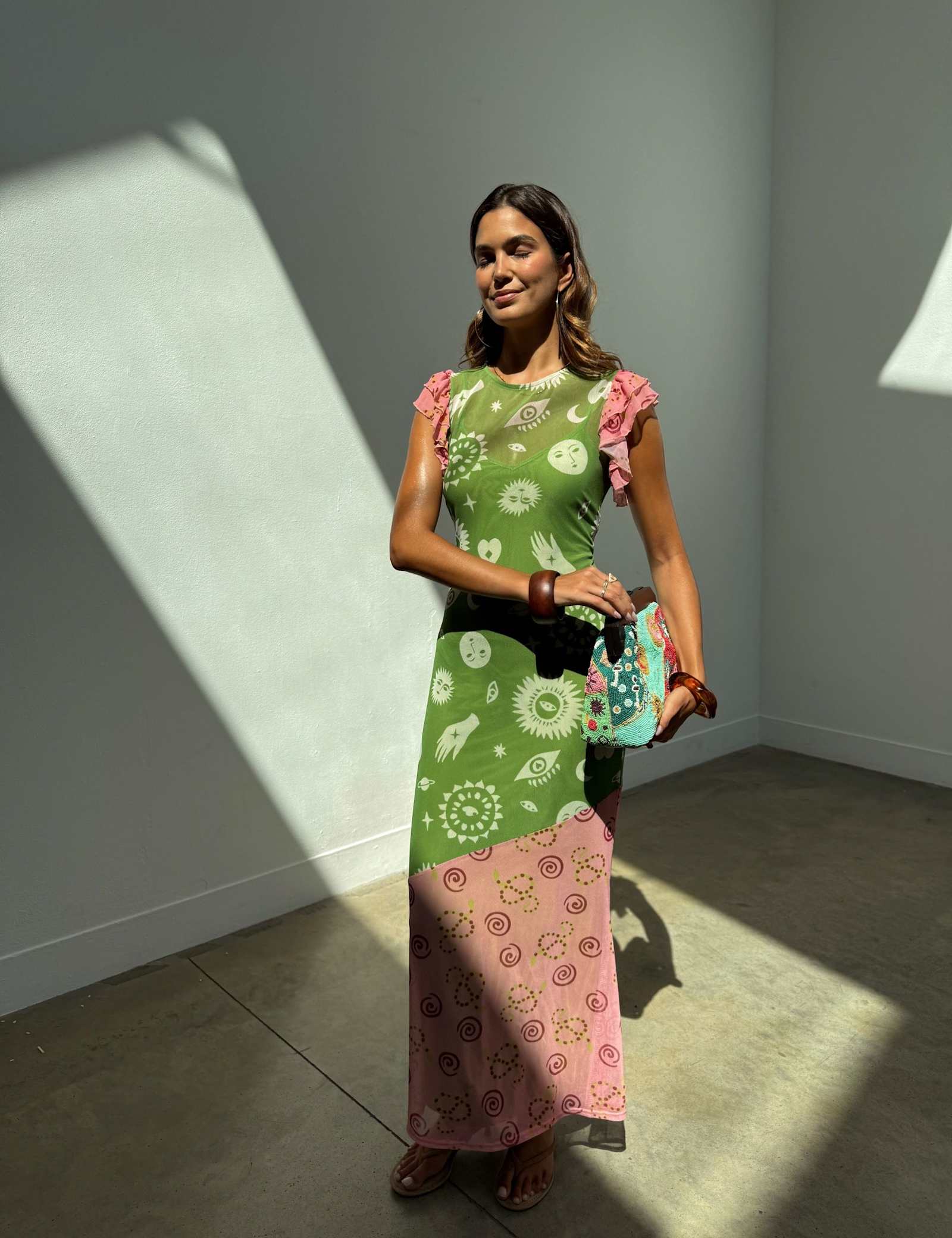 Printed Maxi Column Dress - image 1