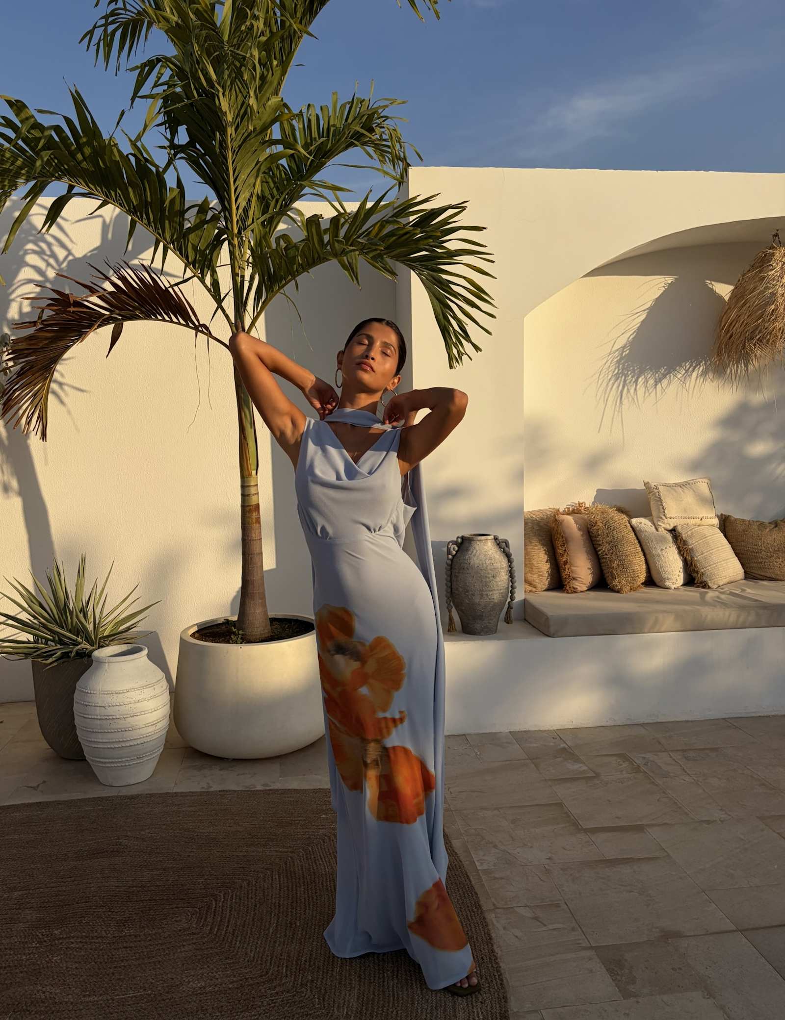 Floral Cowl Neck Maxi Waisted Dress - image 4