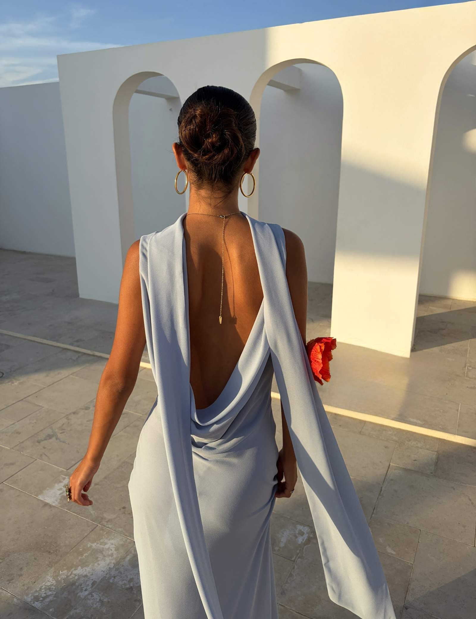 Floral Cowl Neck Maxi Waisted Dress - image 2