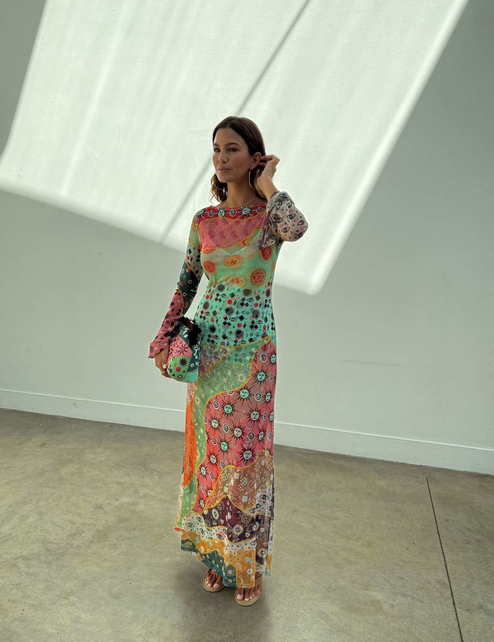 Mesh Printed Midaxi Column Dress - image 4