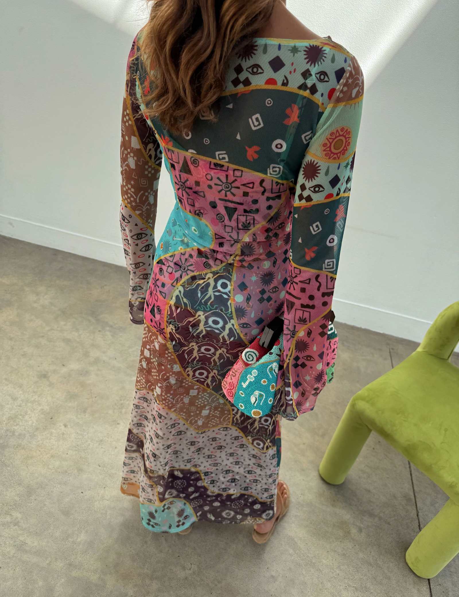 Mesh Printed Midaxi Column Dress - image 2
