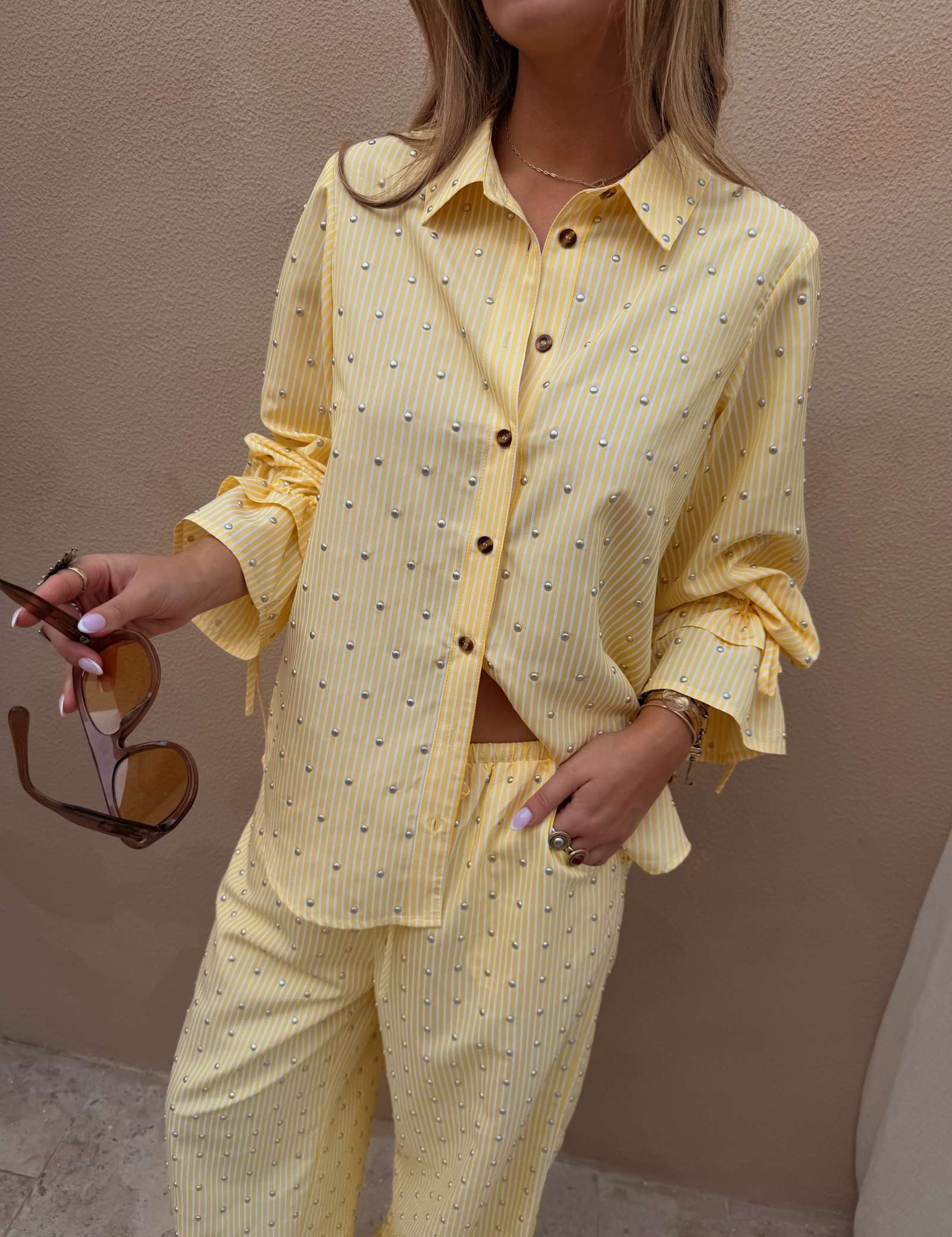 Striped Embellished Collared Shirt - image 4