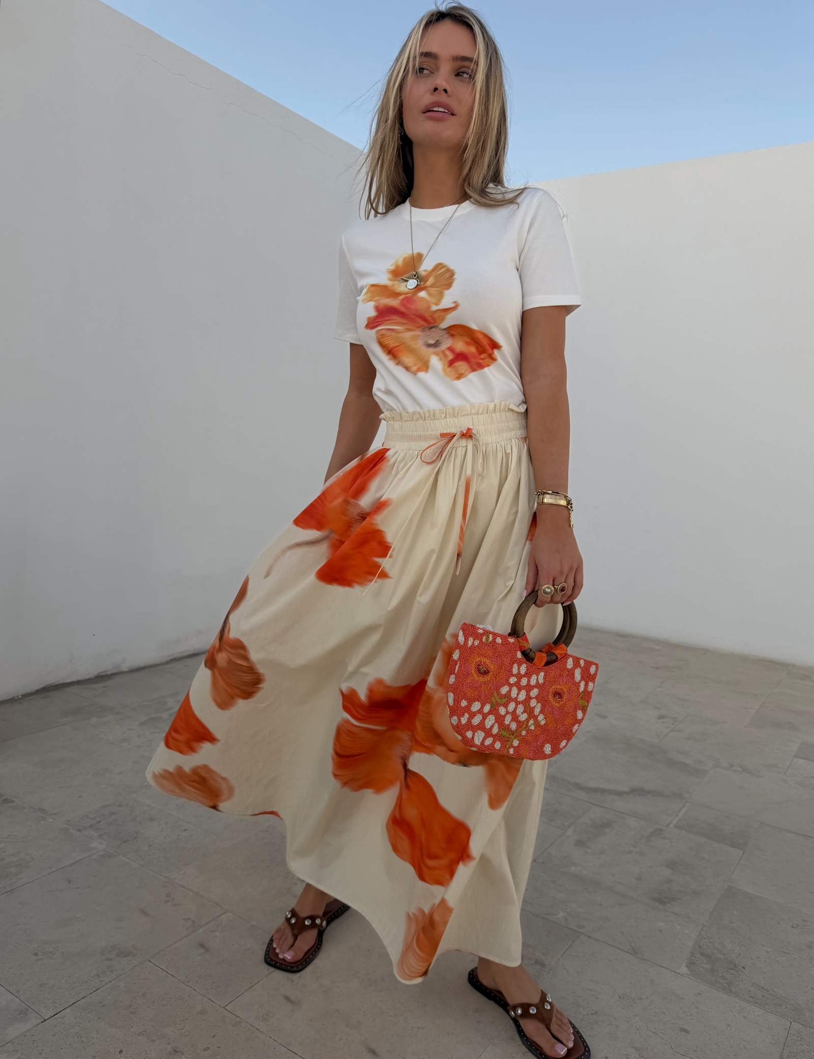 Pure Cotton Floral Maxi A-Line Skirt - image 4