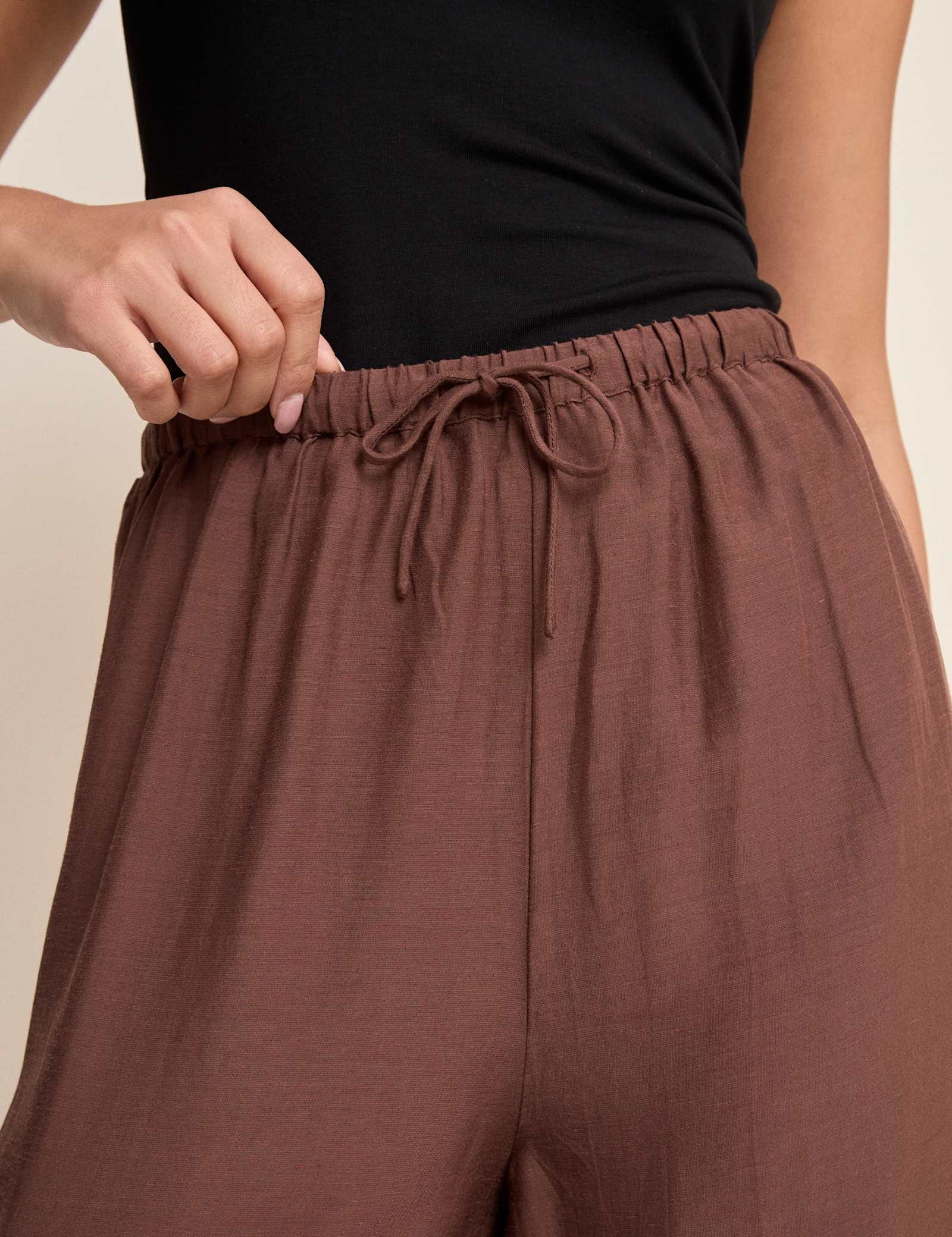 Balloon Cuffed Relaxed Trousers with Linen - image 2