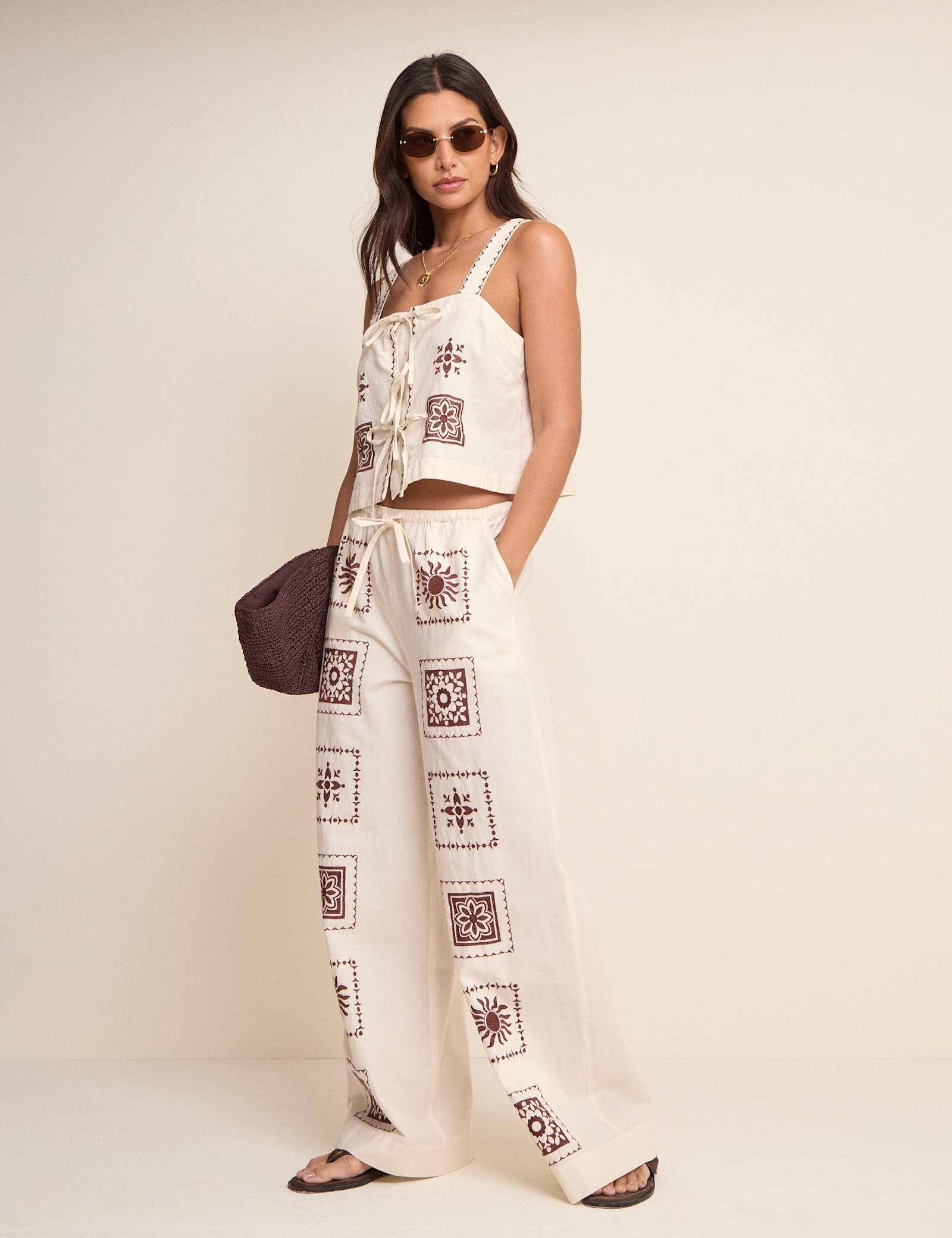 Pure Cotton Printed Wide Leg Trousers - image 4