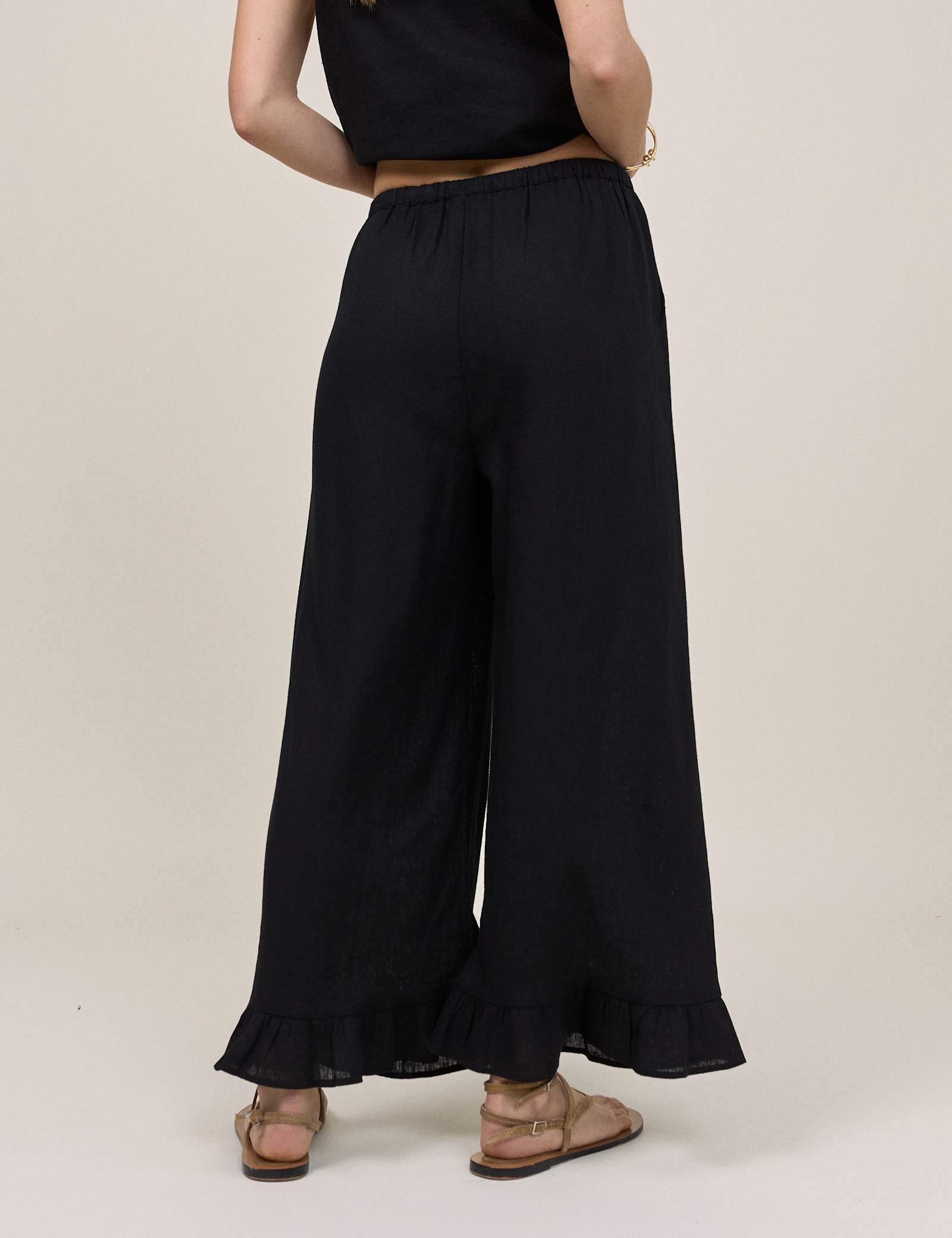 Linen Rich Wide Leg Cropped Trousers - image 5