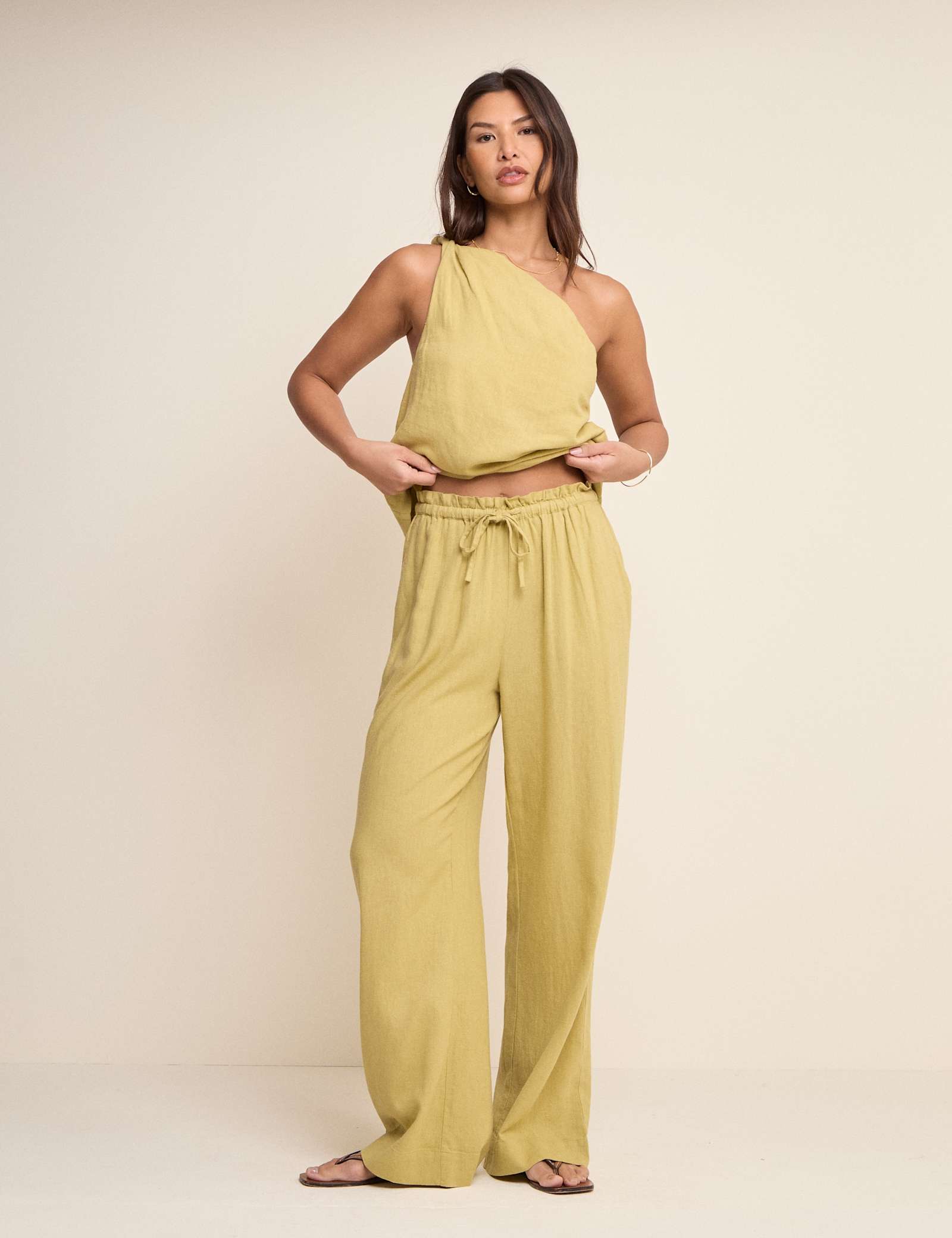 Linen Rich Paperbag Straight Leg Trousers - image 5