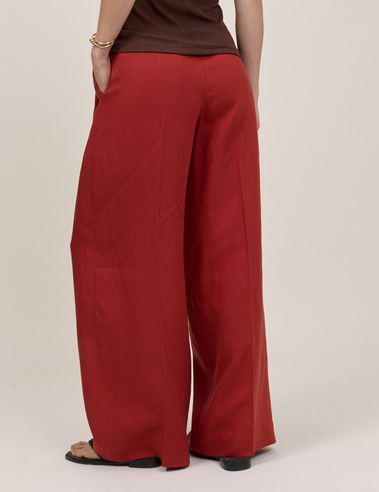 Tailored Relaxed Wide Leg Trousers with Linen - image 2