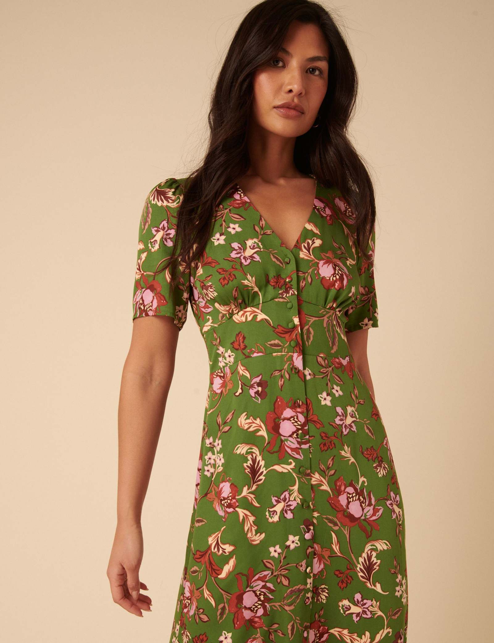Floral Midi Waisted Dress - image 5