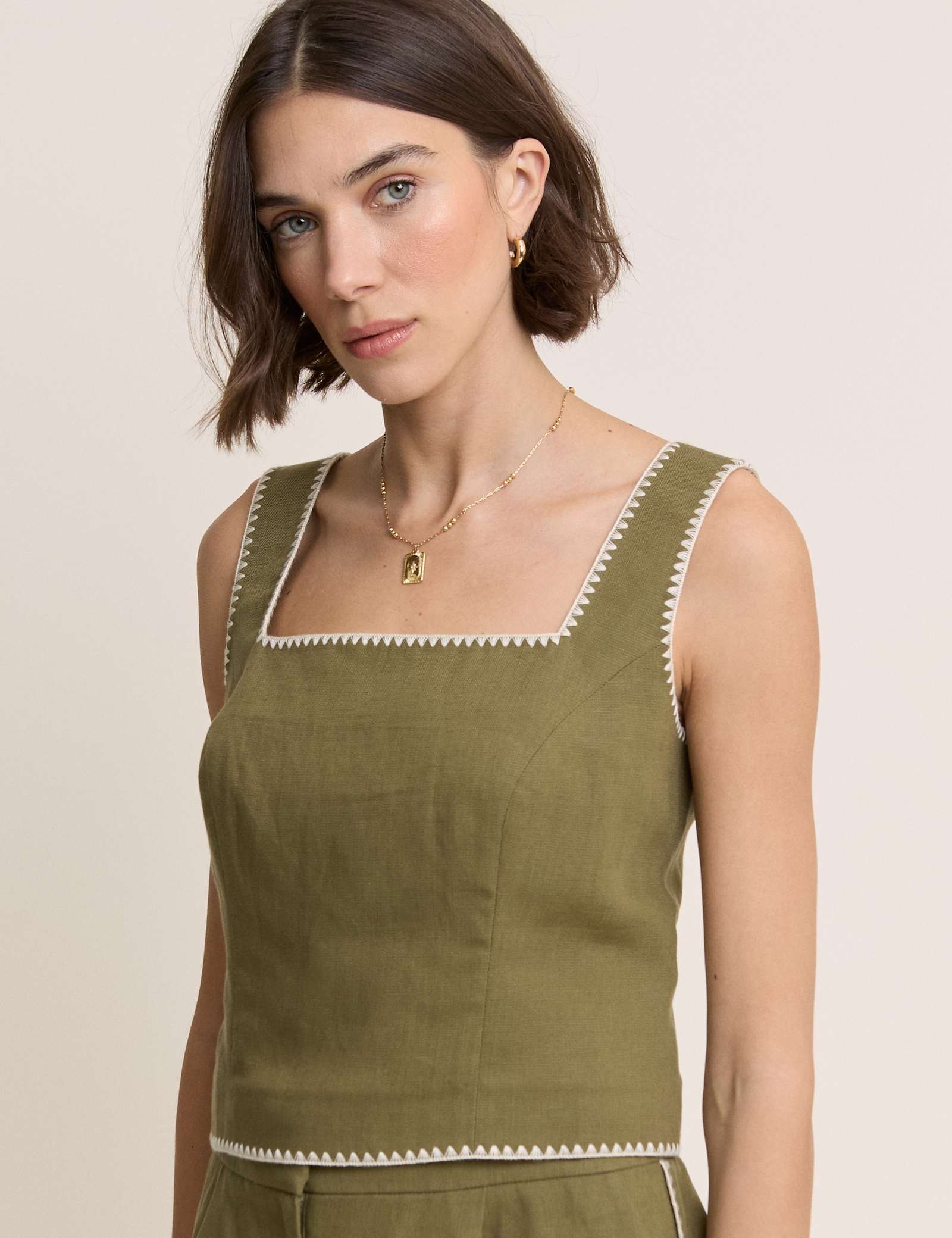 Cropped Top With Linen - image 3