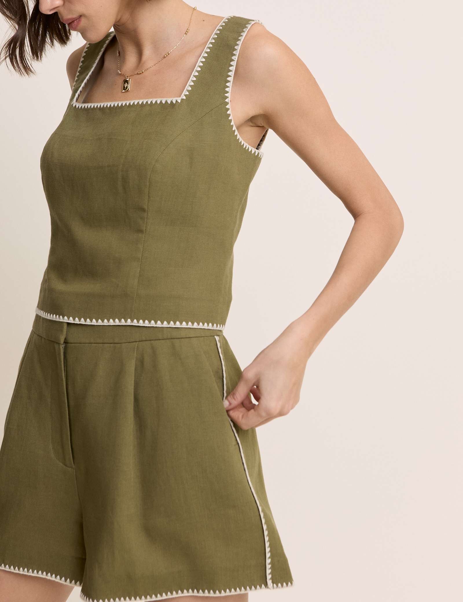 Cropped Top With Linen - image 2