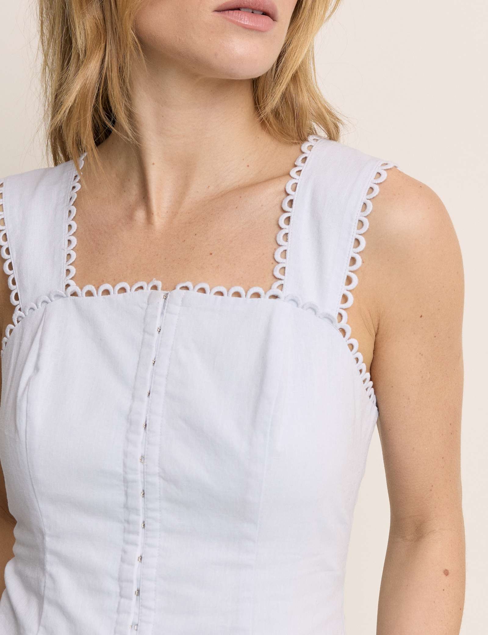 Cotton Rich Peplum Top With Linen - image 2