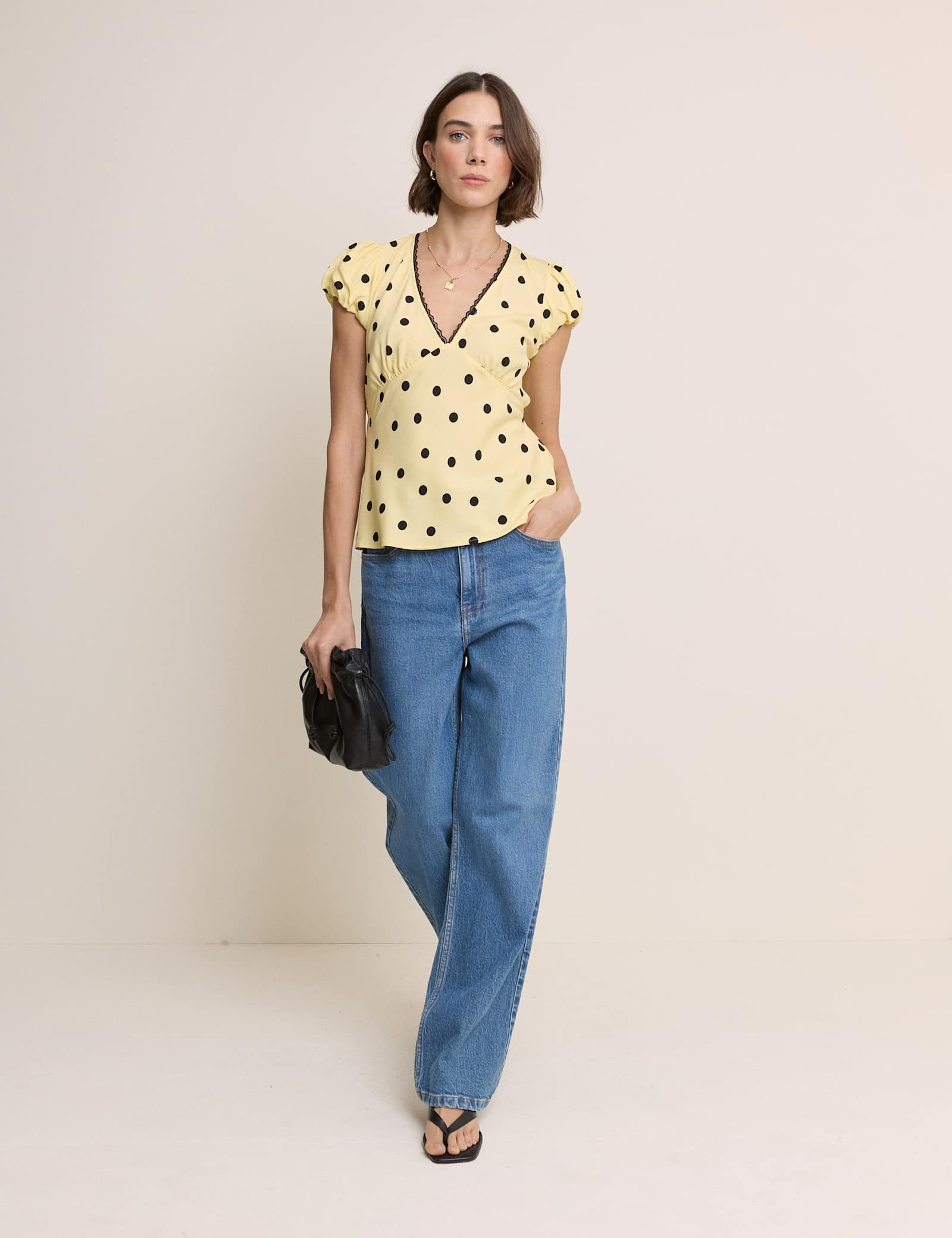 V-Neck Polka Dot Tea Top - image 4