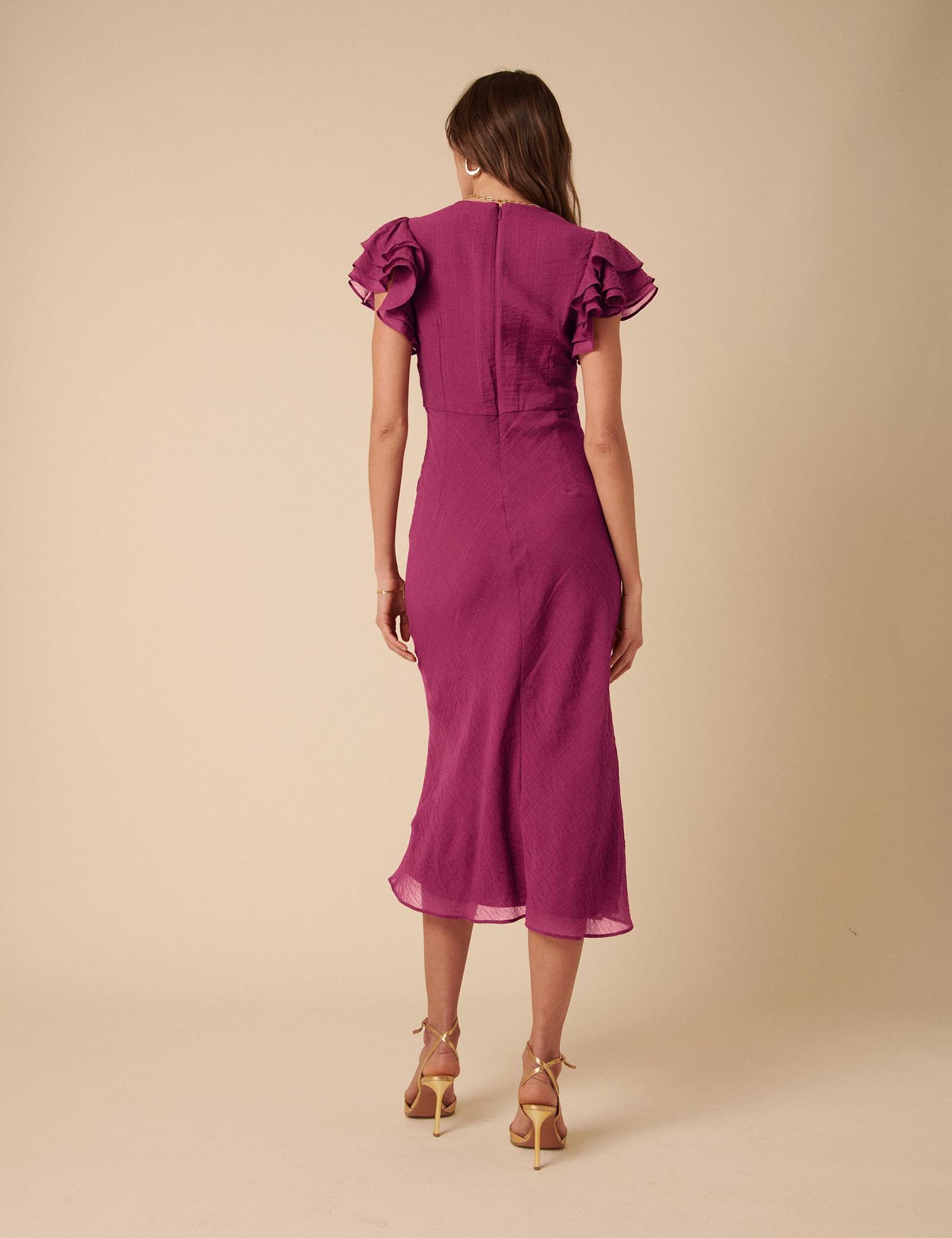 Ruffle Sleeve Midi Dress - image 4