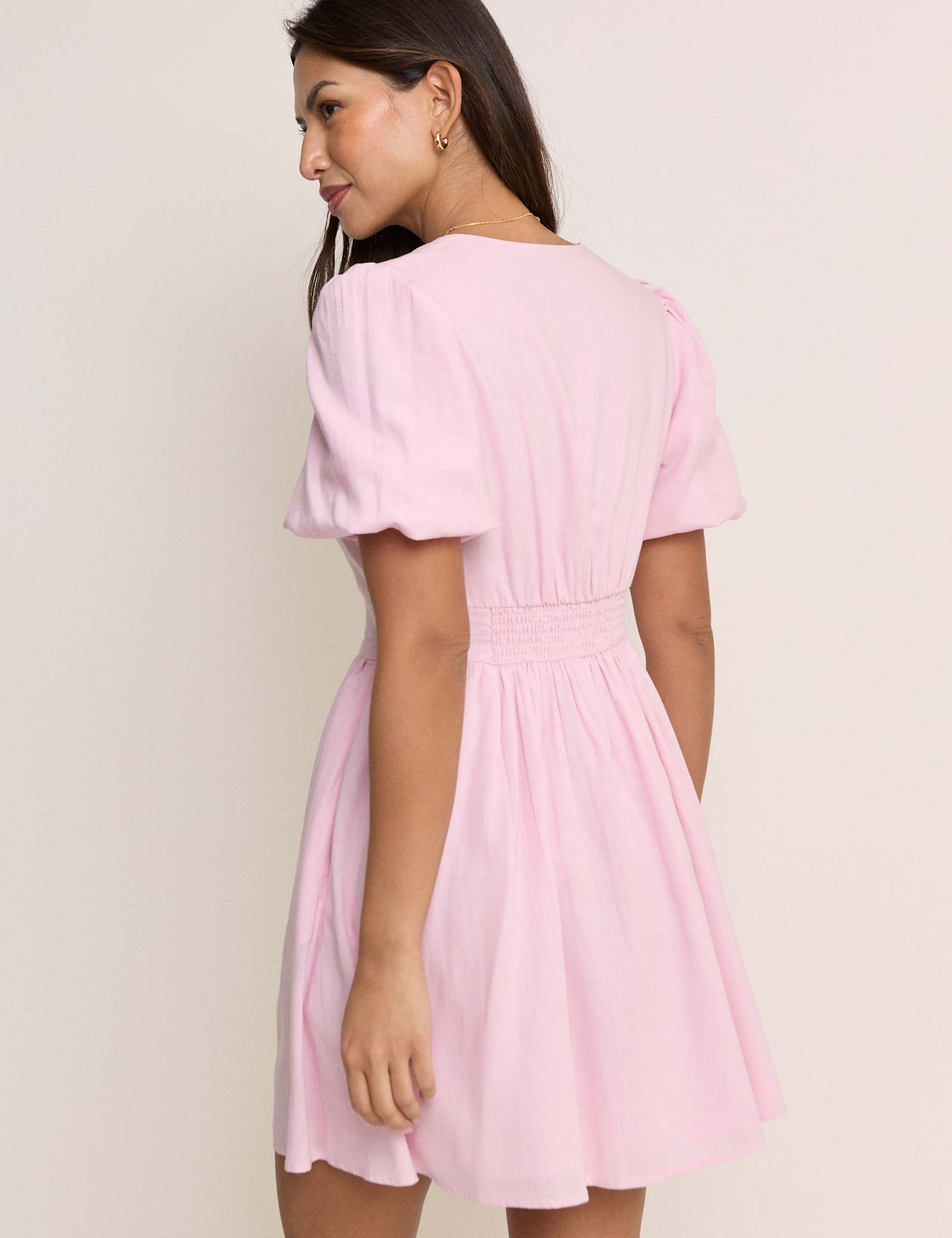 Lyocell Rich Mini Skater Dress with Linen - image 4